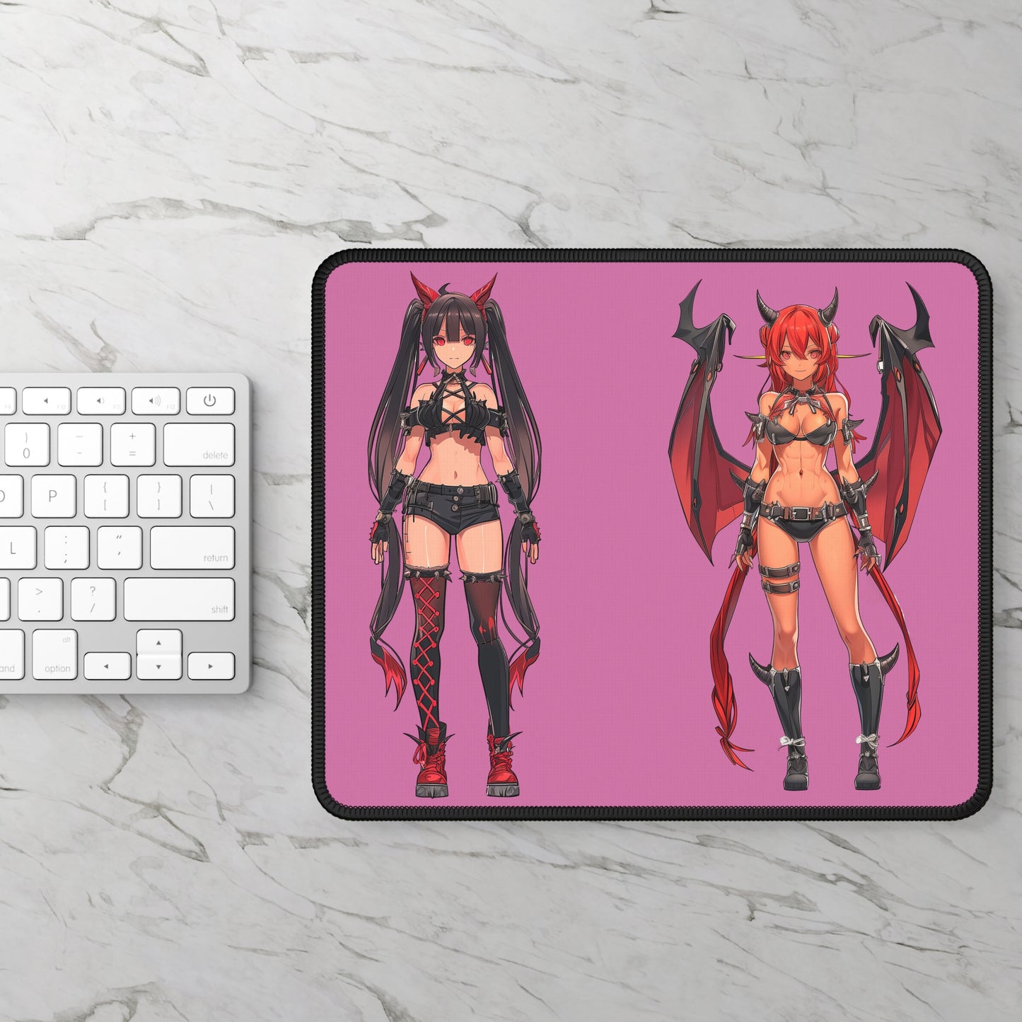 Demon Girl Anime Gaming Mouse Pad – 9x7 Neoprene Mouse Pad with Succubus Character Art for Gamers and Otaku Desk Setups