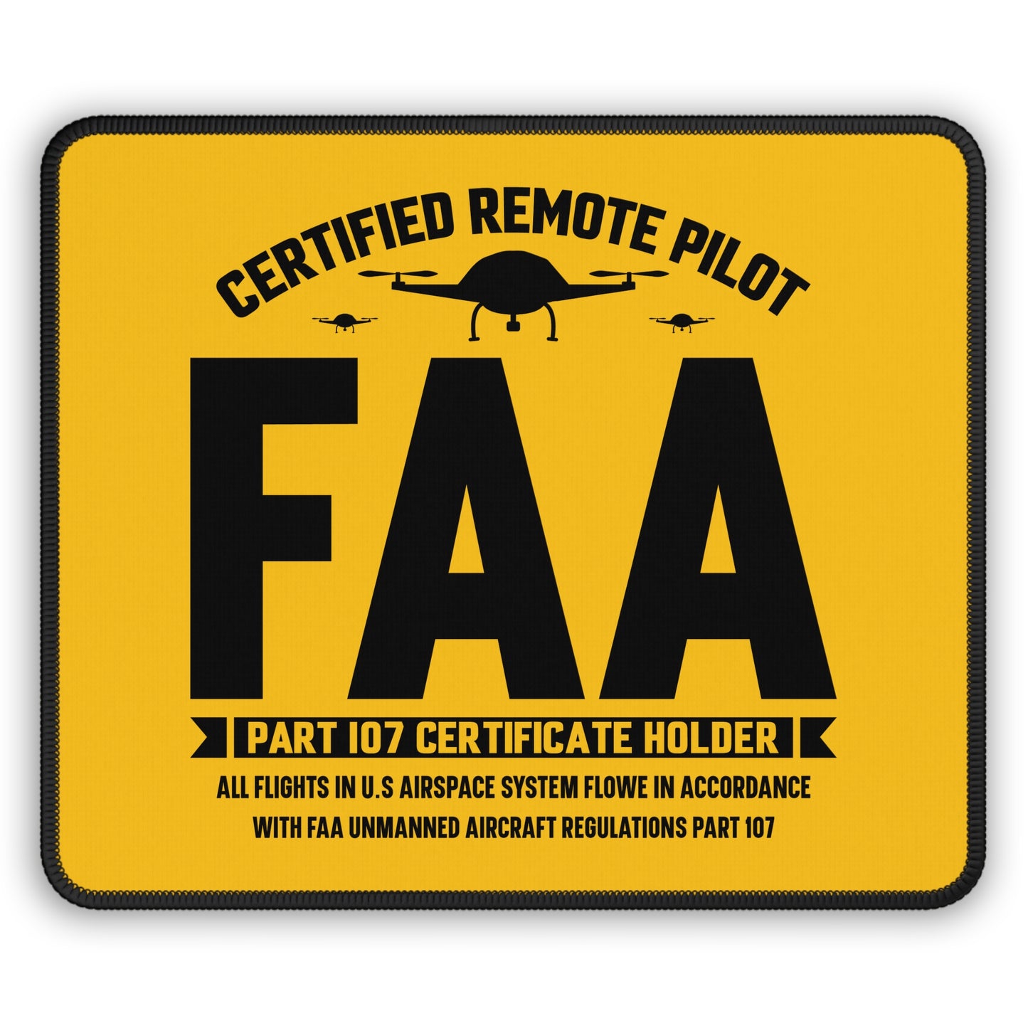 FAA Part 107 Certified 9x7 Neoprene Desk Mat – Remote Pilot Badge Mouse Pad