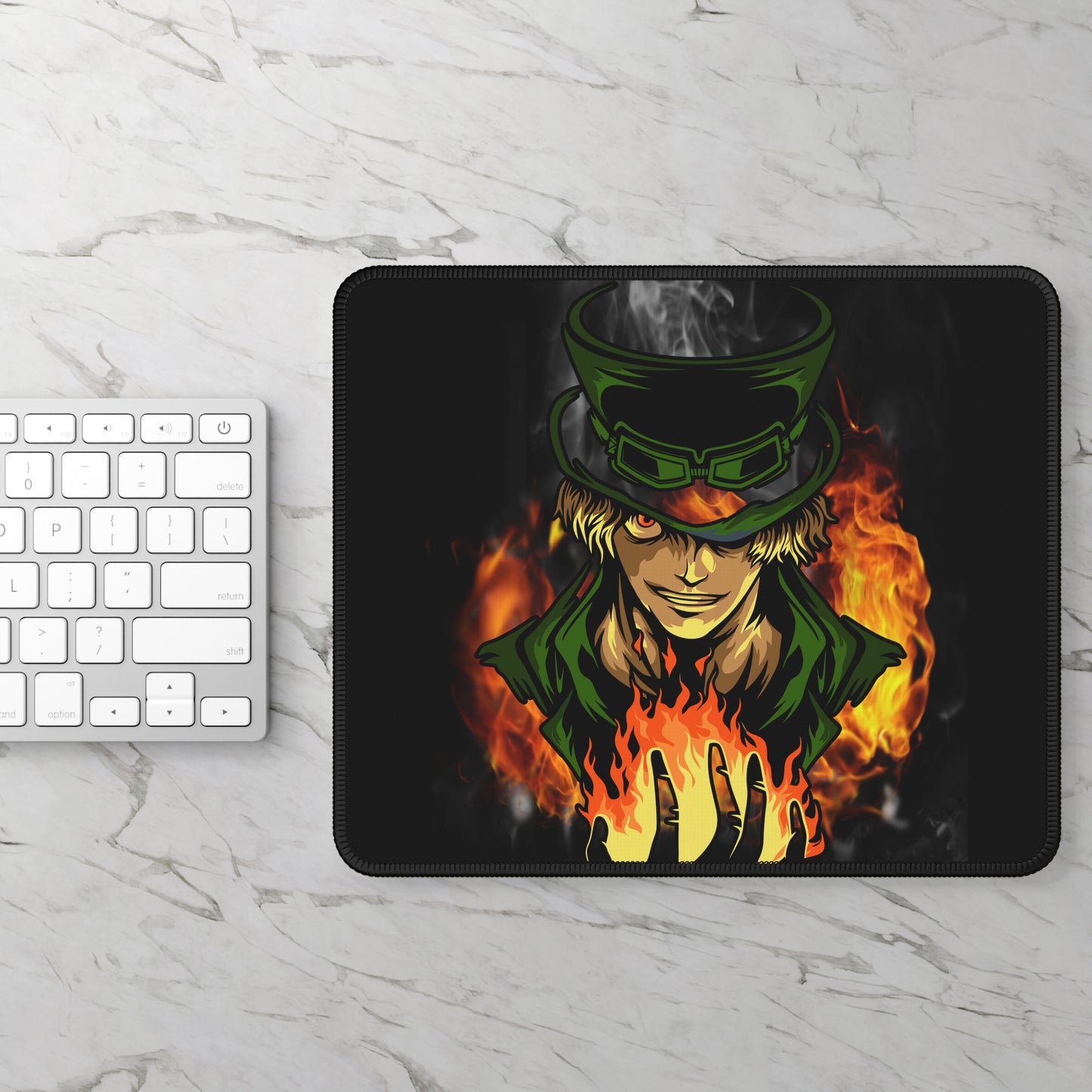 Flame Magician Mouse Pad – 9x7 Neoprene Desk Mat with Dark Fantasy Fire Wizard Design for Gamers and Office Setups