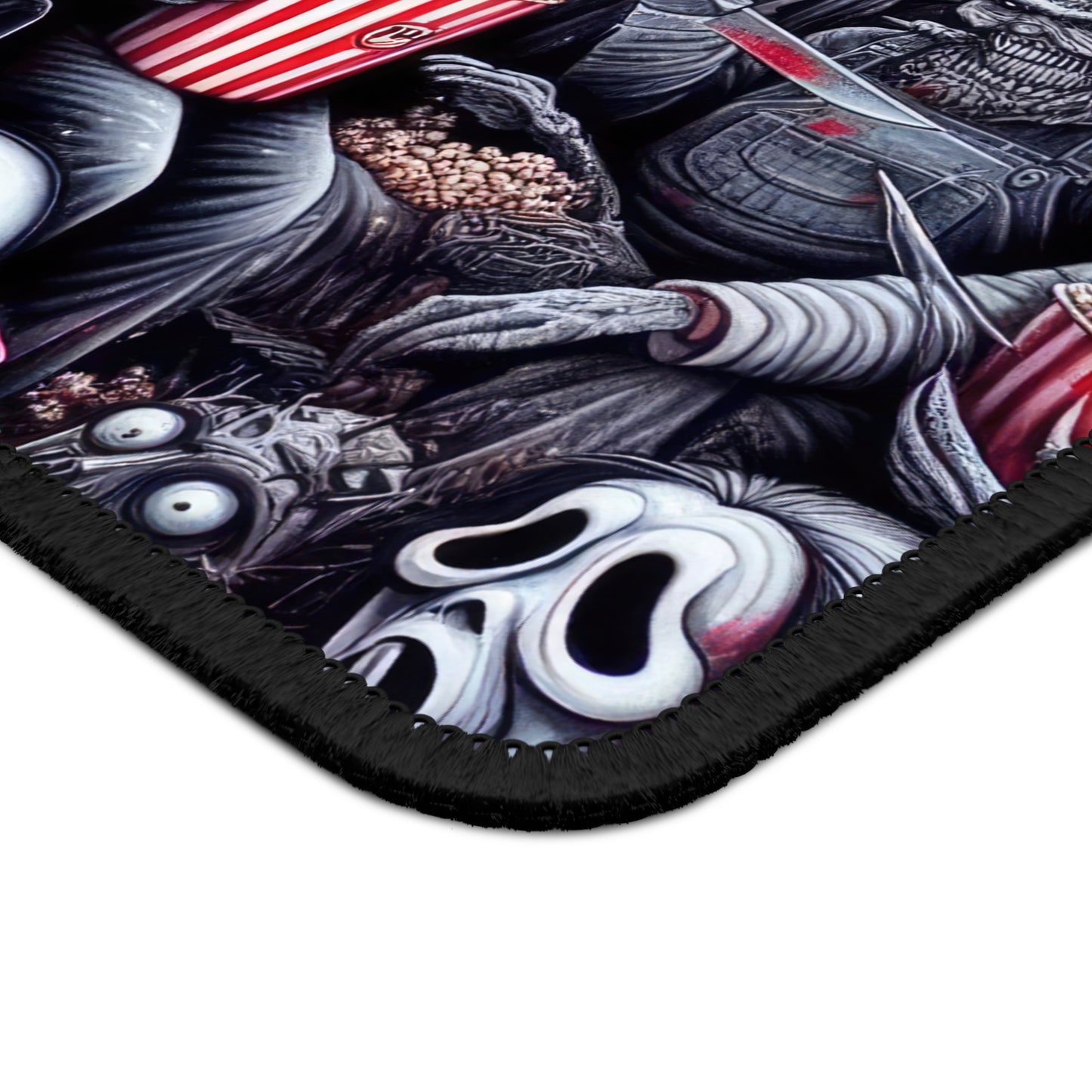 Horror Movie Villains Mouse Pad – 9x7 Neoprene Desk Mat with Creepy Killers and Popcorn Night Design