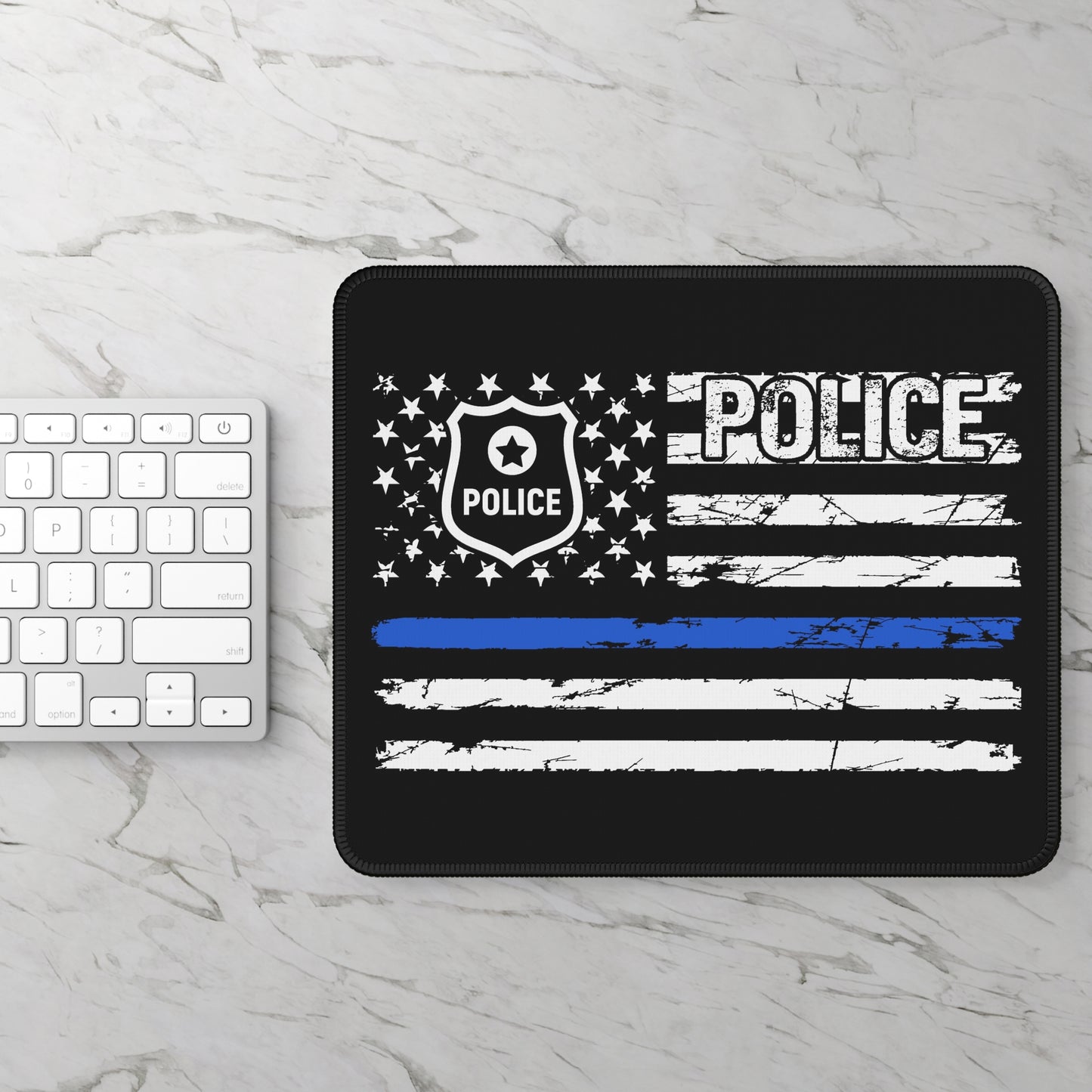 Thin Blue Line Flag 9x7 Neoprene Desk Mat – Law Enforcement Tribute Mouse Pad