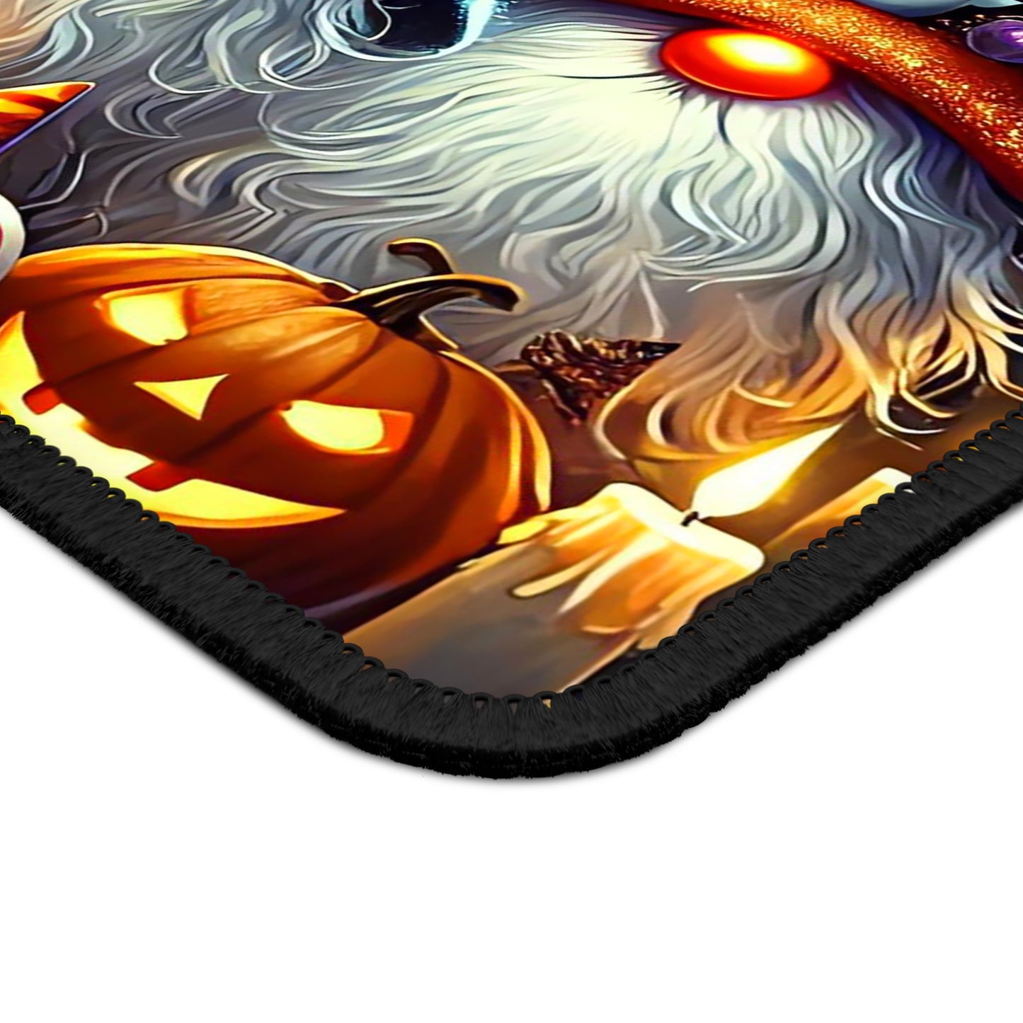 Spooky Halloween Gnomes Gaming Mouse Pad – 9x7 Neoprene Mouse Pad with Pumpkins, Candy, and Trick-or-Treat Wizard Hat Design