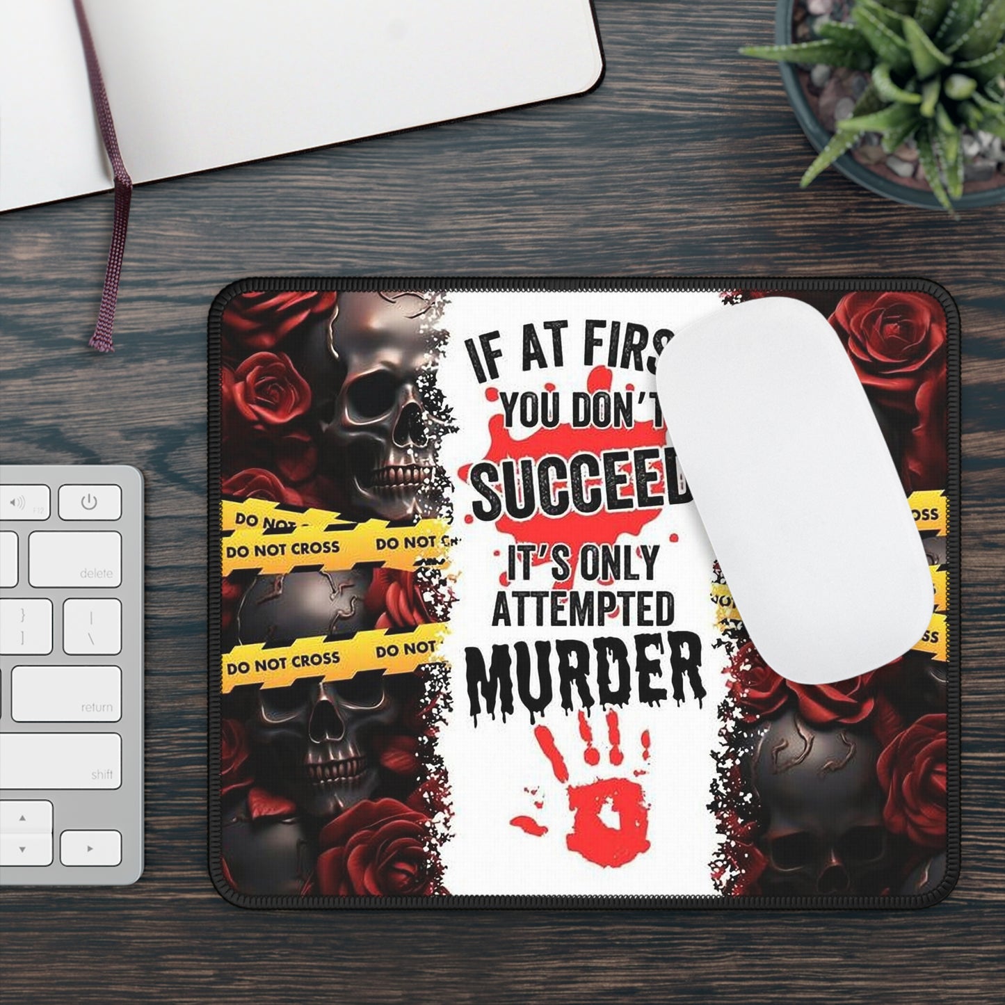 Attempted Murder Mouse Pad – Gothic Crime Scene Desk Mat