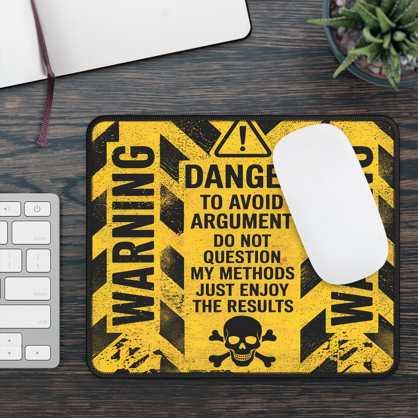 Danger Warning Sign Gaming Mouse Pad – 9x7 Neoprene Mouse Pad with Bold Caution Hazard Design
