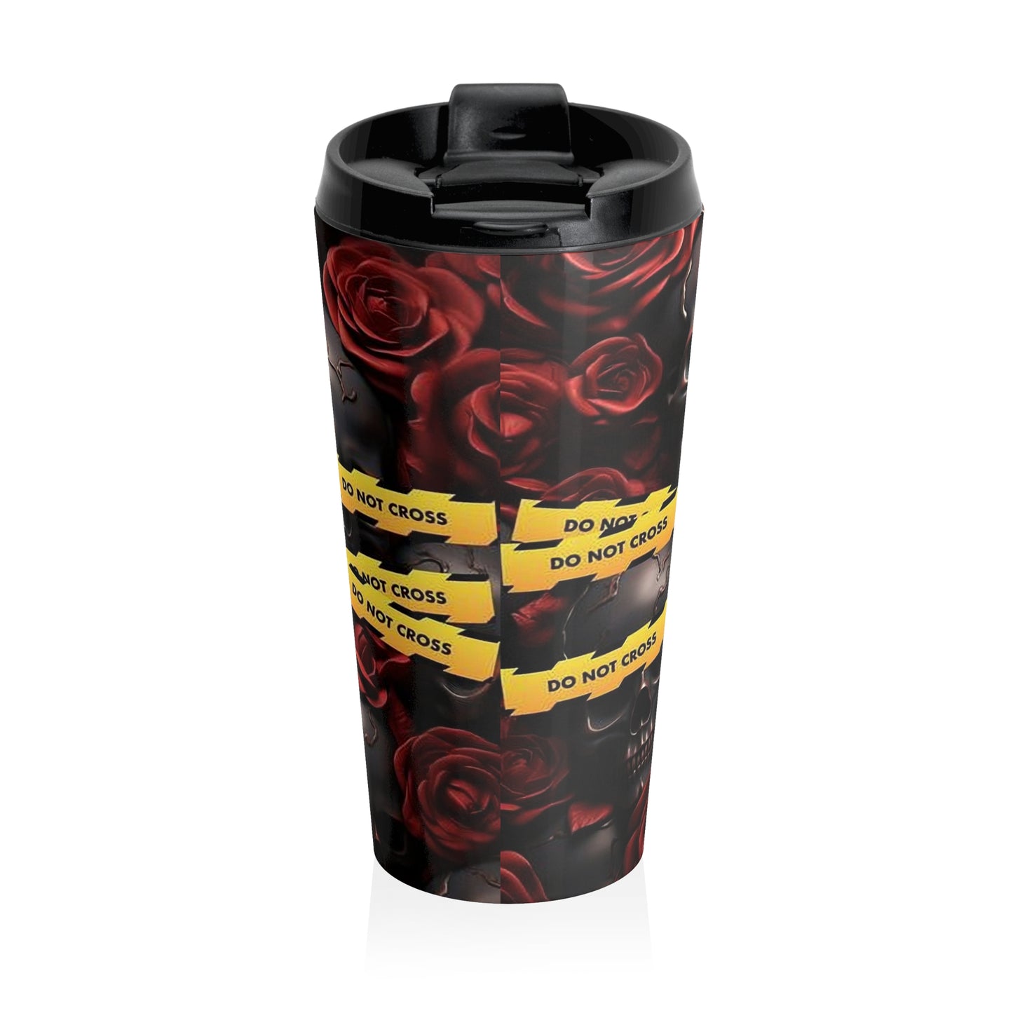 15oz “Attempted Murder” Stainless Steel Travel Mug – Red Handprint Design with Leak-Proof Lid