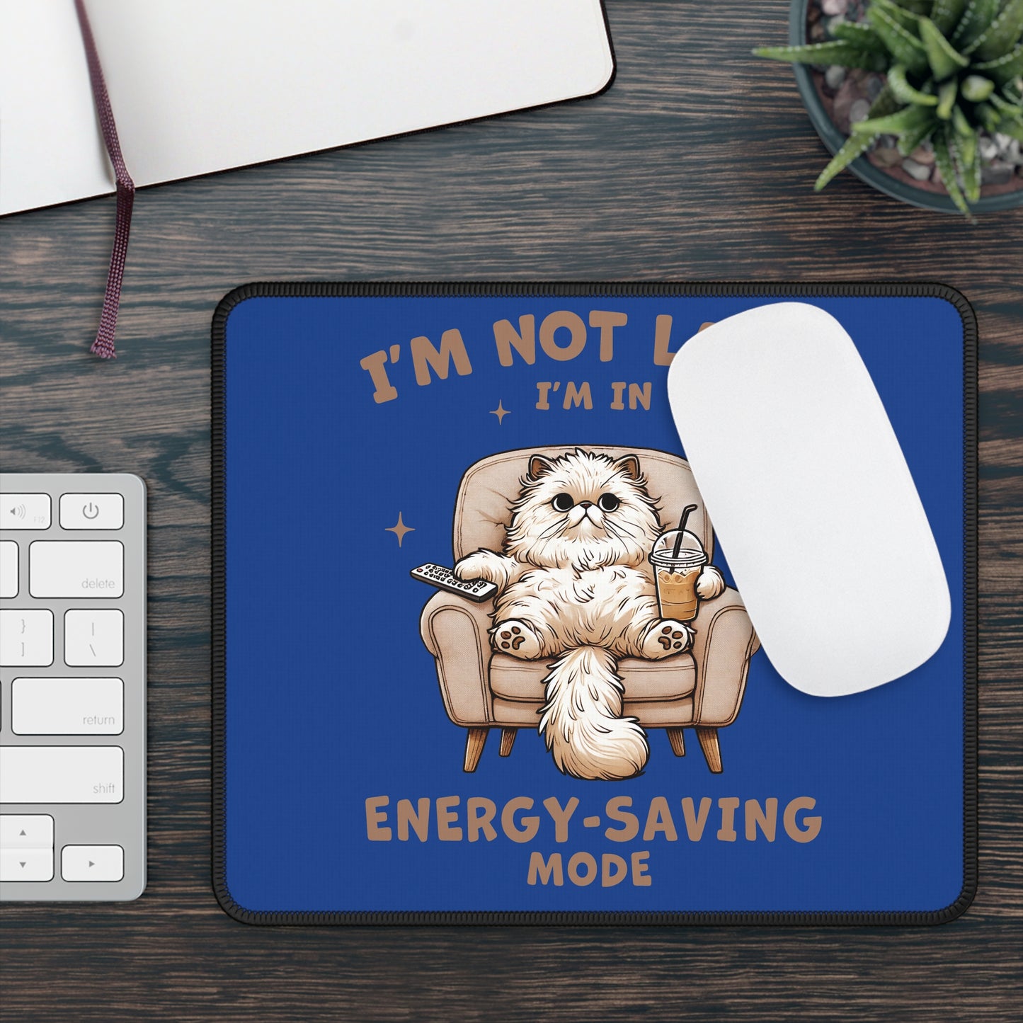 Energy-Saving Cat 9x7 Neoprene Desk Mat – Lazy Legend Mouse Pad