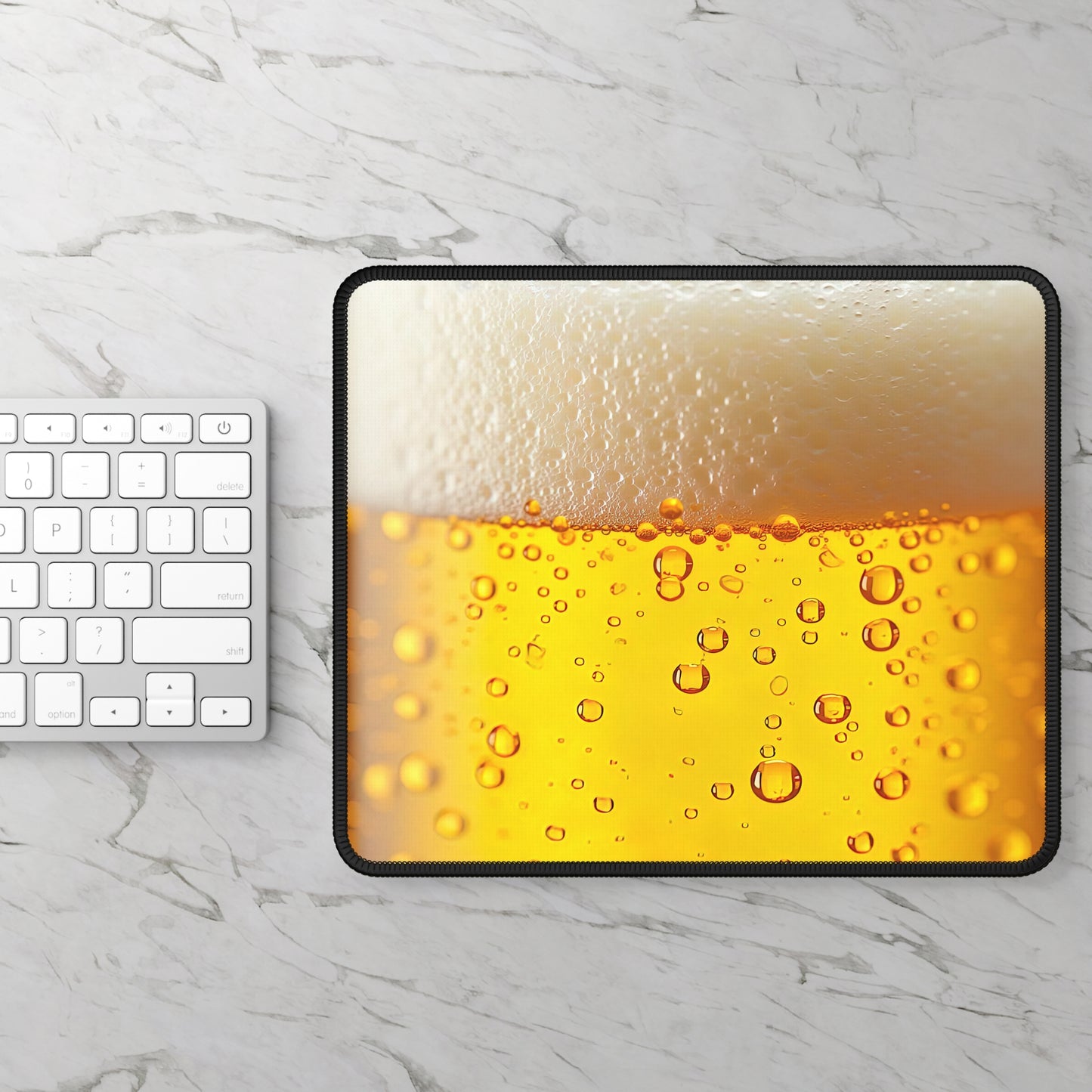 Golden Pour 9x7 Neoprene Desk Mat – Beer Bubbles Mouse Pad