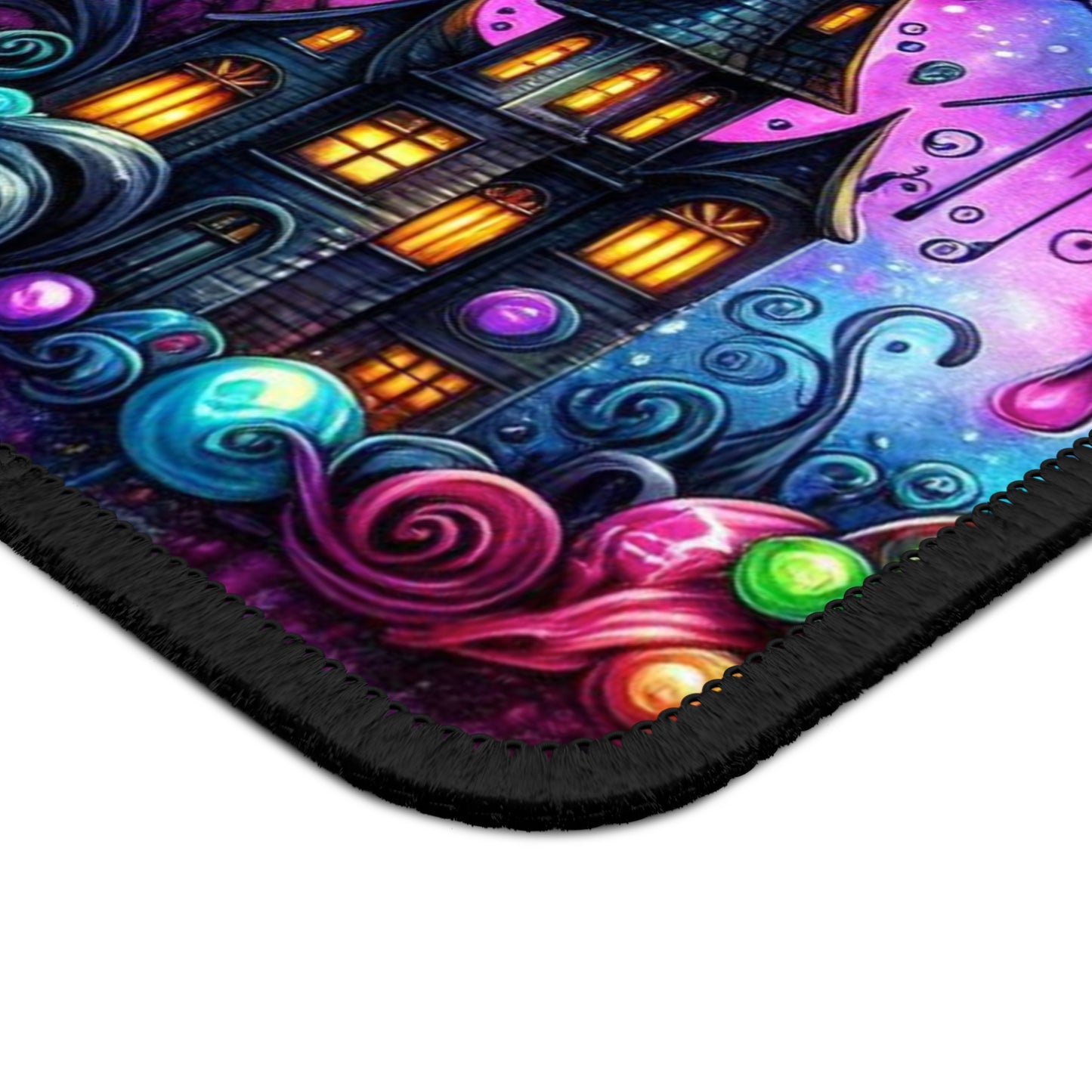 Hocus Pocus Halloween Gaming Mouse Pad – 9x7 Neoprene Mouse Pad with Neon Skulls, Sunflowers, and Gothic Spell Caster Design