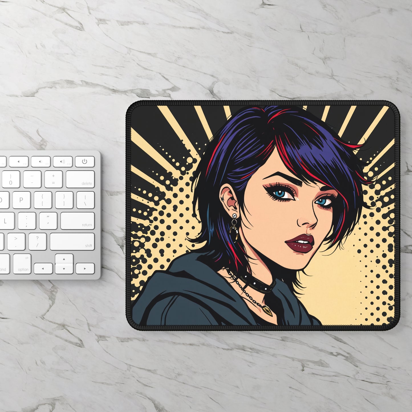 Tokyo Pulse 9x7 Neoprene Desk Mat – Pop-Art Character Mouse Pad