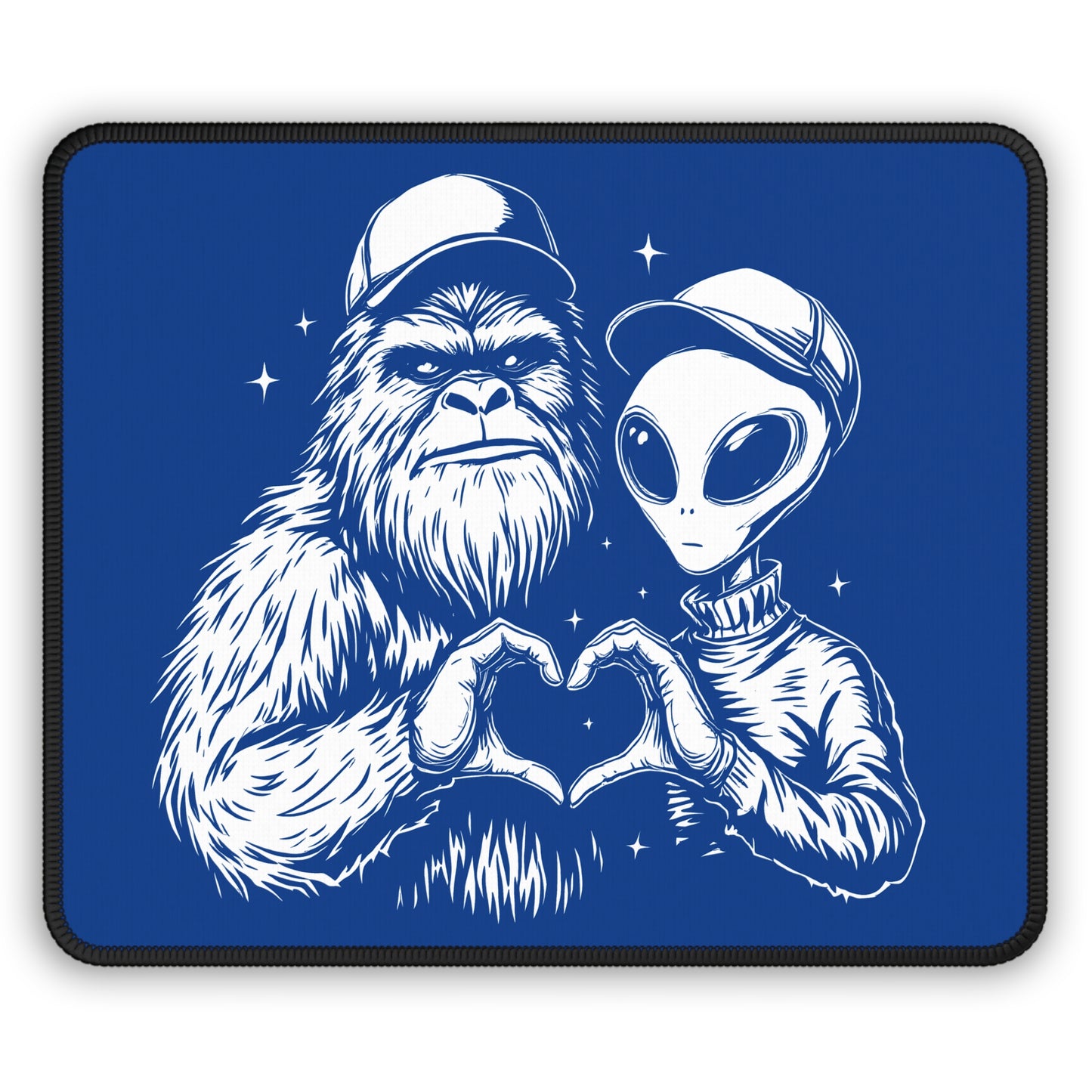 Alien & Bigfoot Unity 9x7 Neoprene Desk Mat – Cryptid Love Mouse Pad