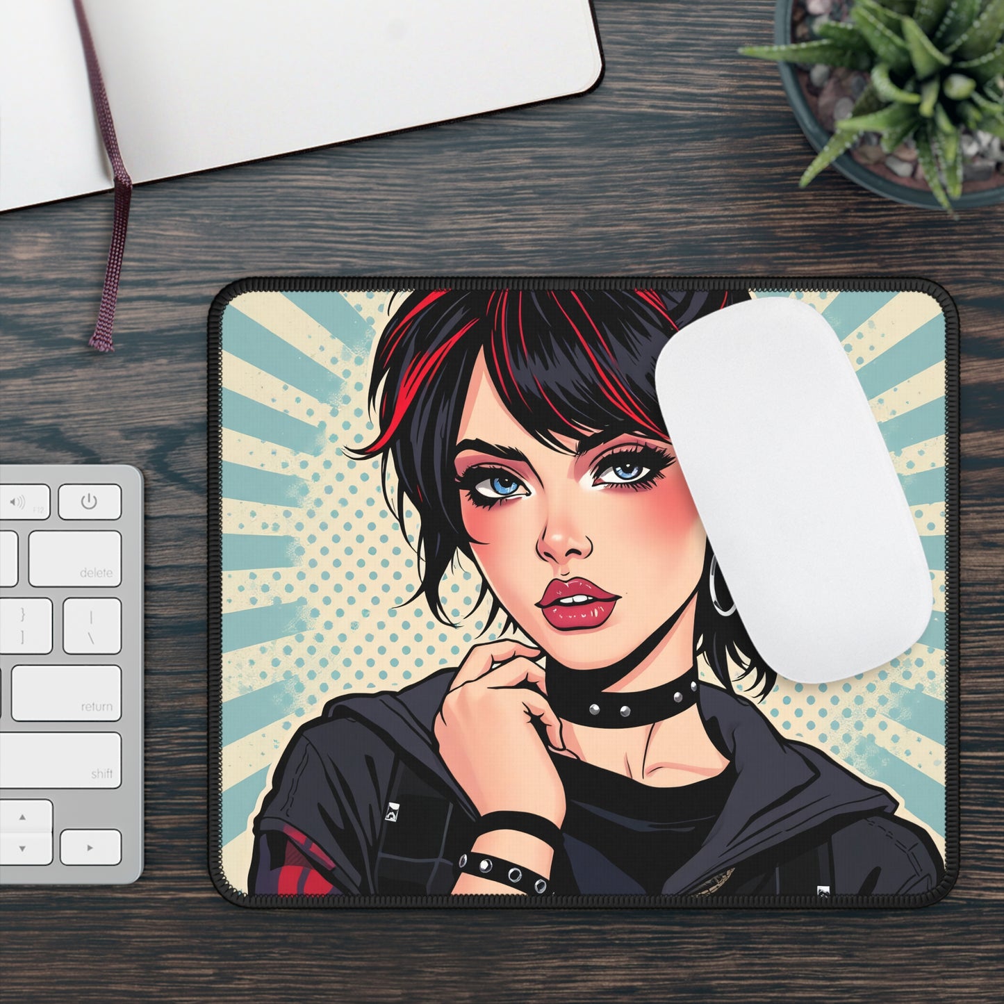 Tokyo Pulse 9x7 Neoprene Desk Mat – Pop-Art Character Mouse Pad