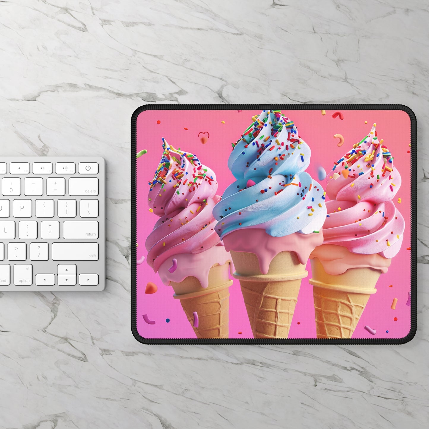 Pastel Swirl 9x7 Neoprene Desk Mat – Cotton Candy Cone Mouse Pad