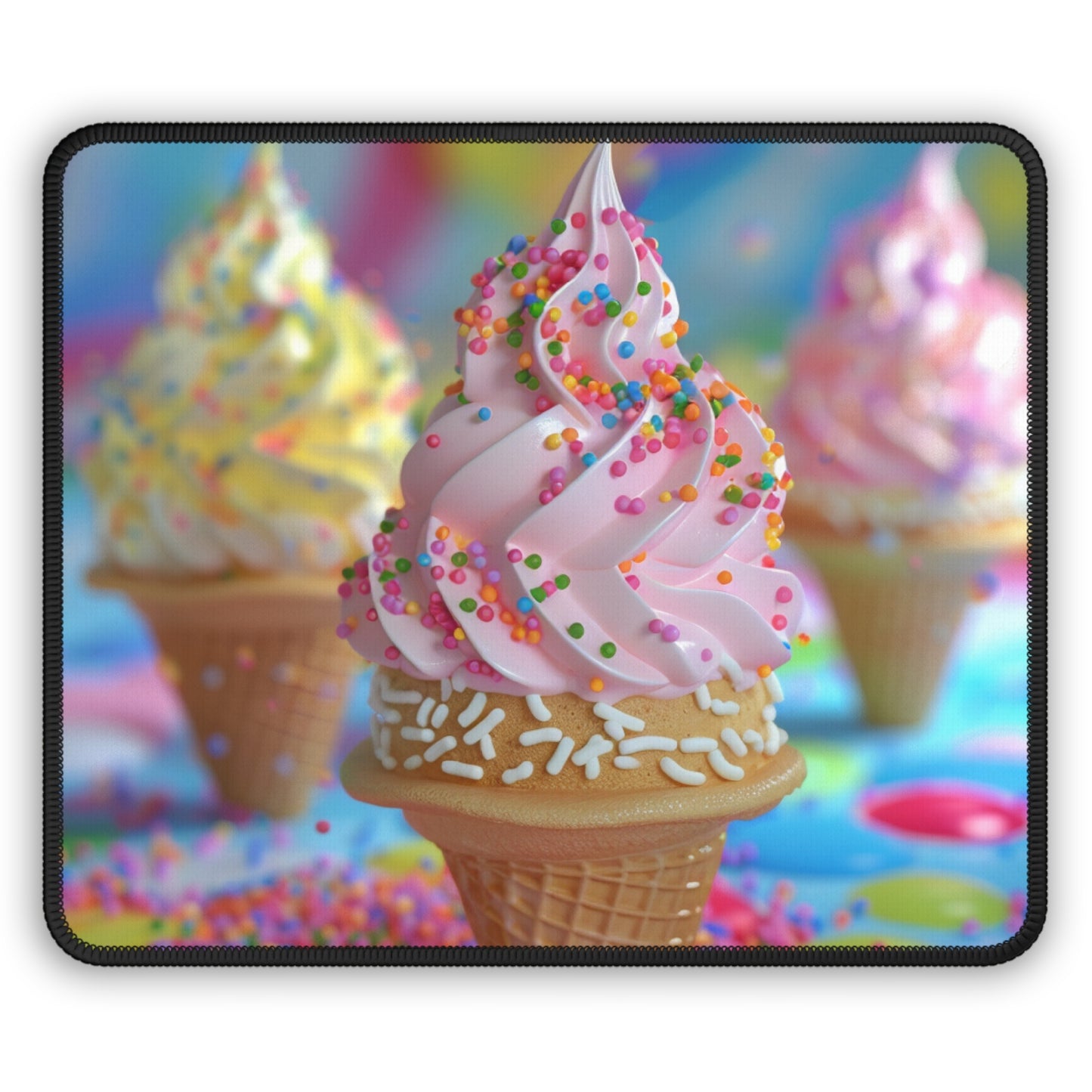 Triple Swirl 9x7 Neoprene Desk Mat – Rainbow Soft Serve Mouse Pad