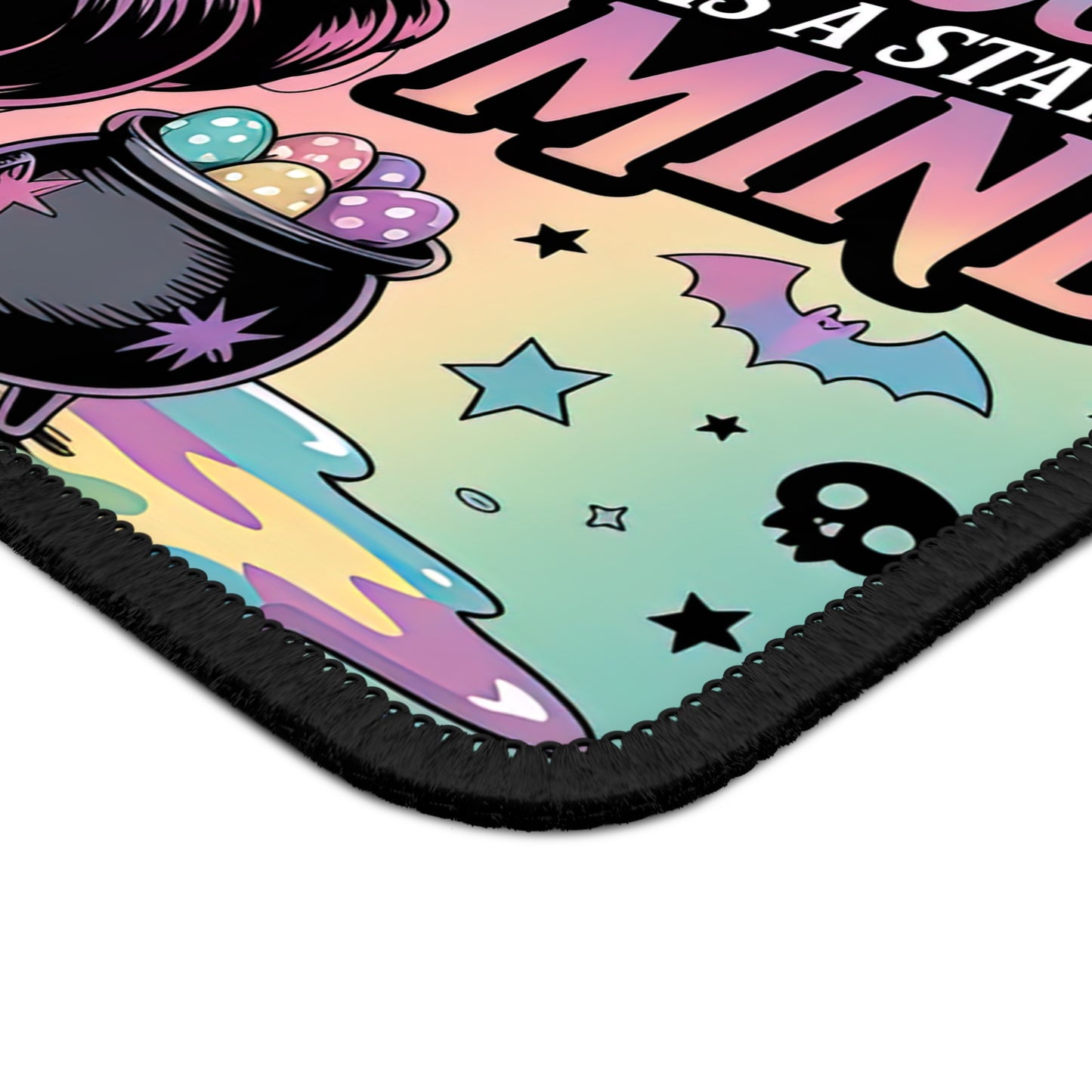 Spooky Doll Gaming Mouse Pad – 9x7 Neoprene Desk Mat with Gothic Pastel “Spooky Is a State of Mind” Design