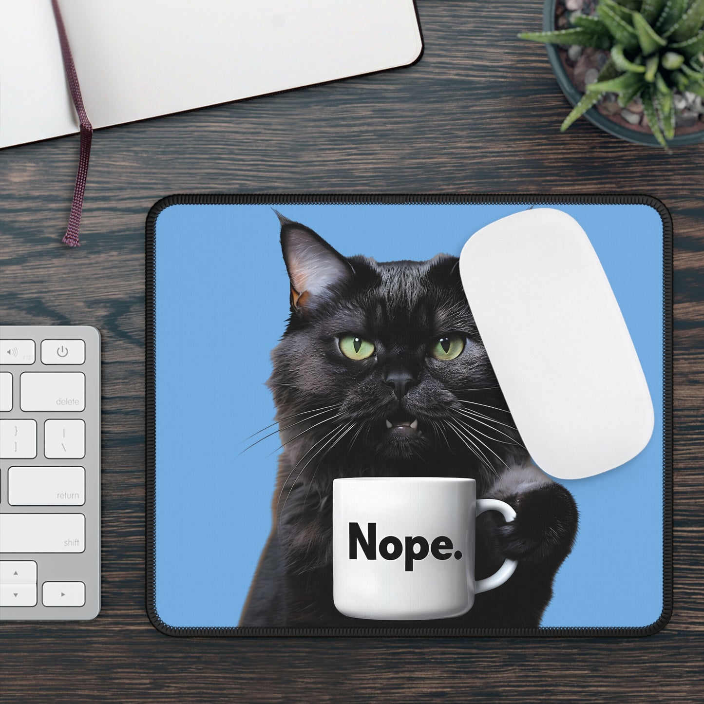 Nope Cat Coffee Mouse Pad – Clicks with Attitude
