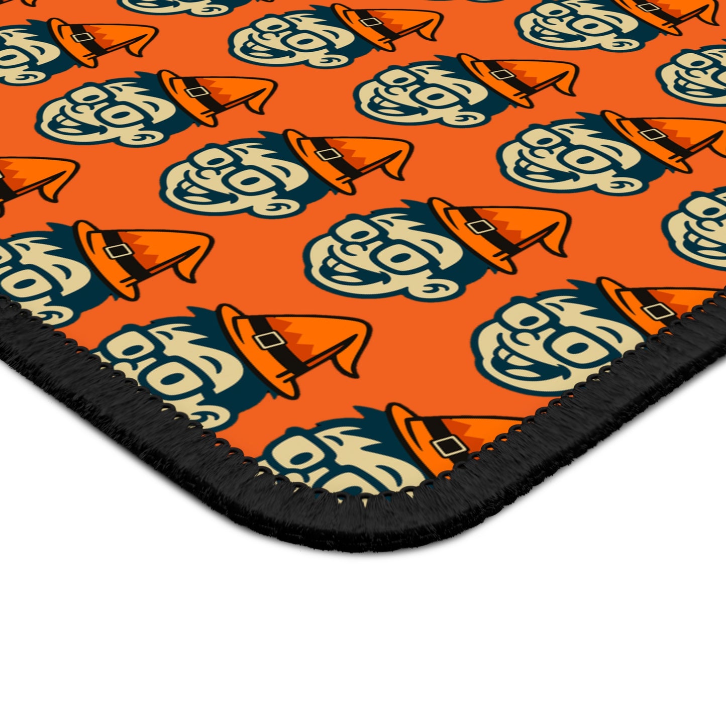 Patterned GeekPadz Face Halloween Gaming Mouse Pad – 9x7 Neoprene Mouse Pad with Orange Background and Spooky Cartoon Design
