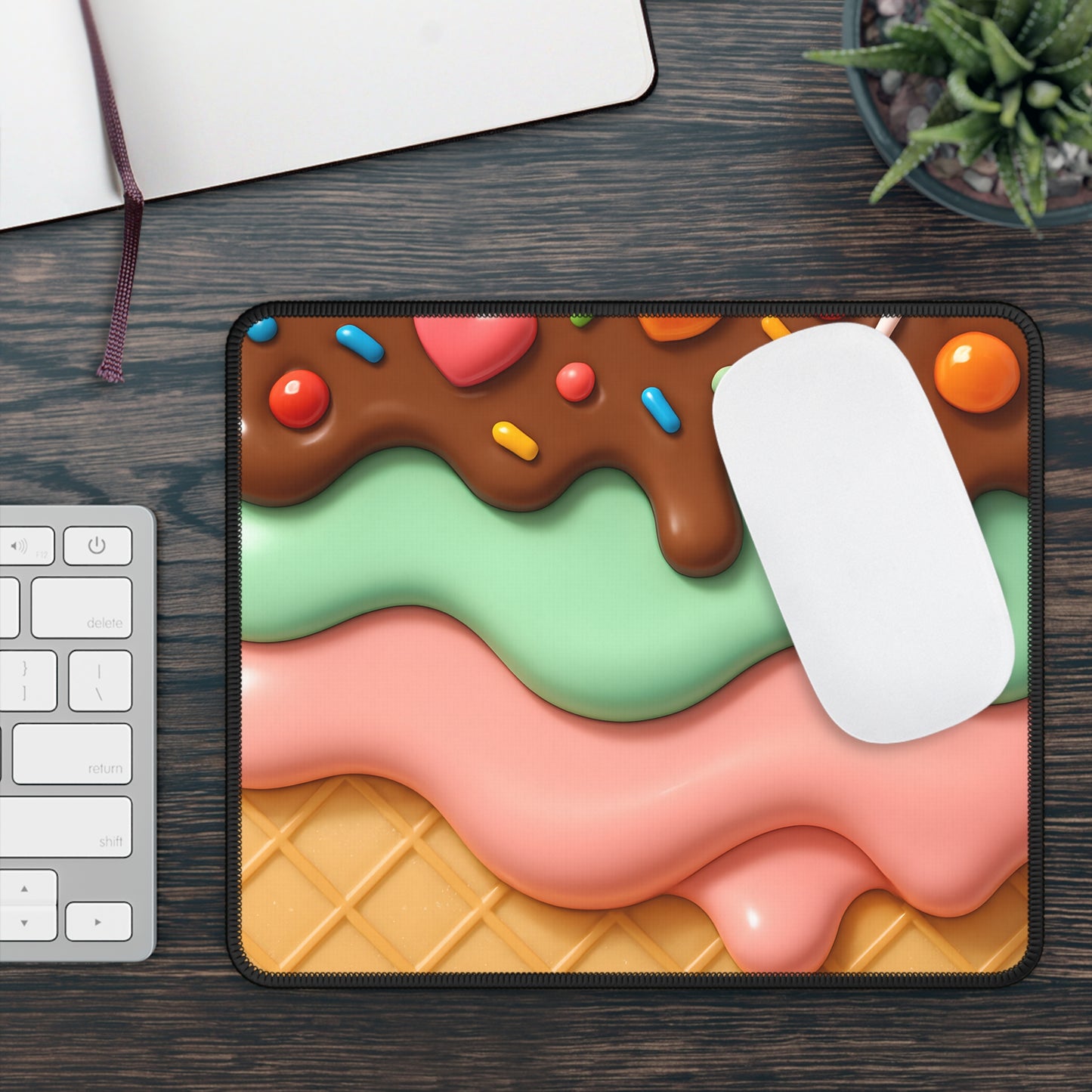 Candy Stack 9x7 Neoprene Desk Mat – Surreal Ice Cream Mouse Pad