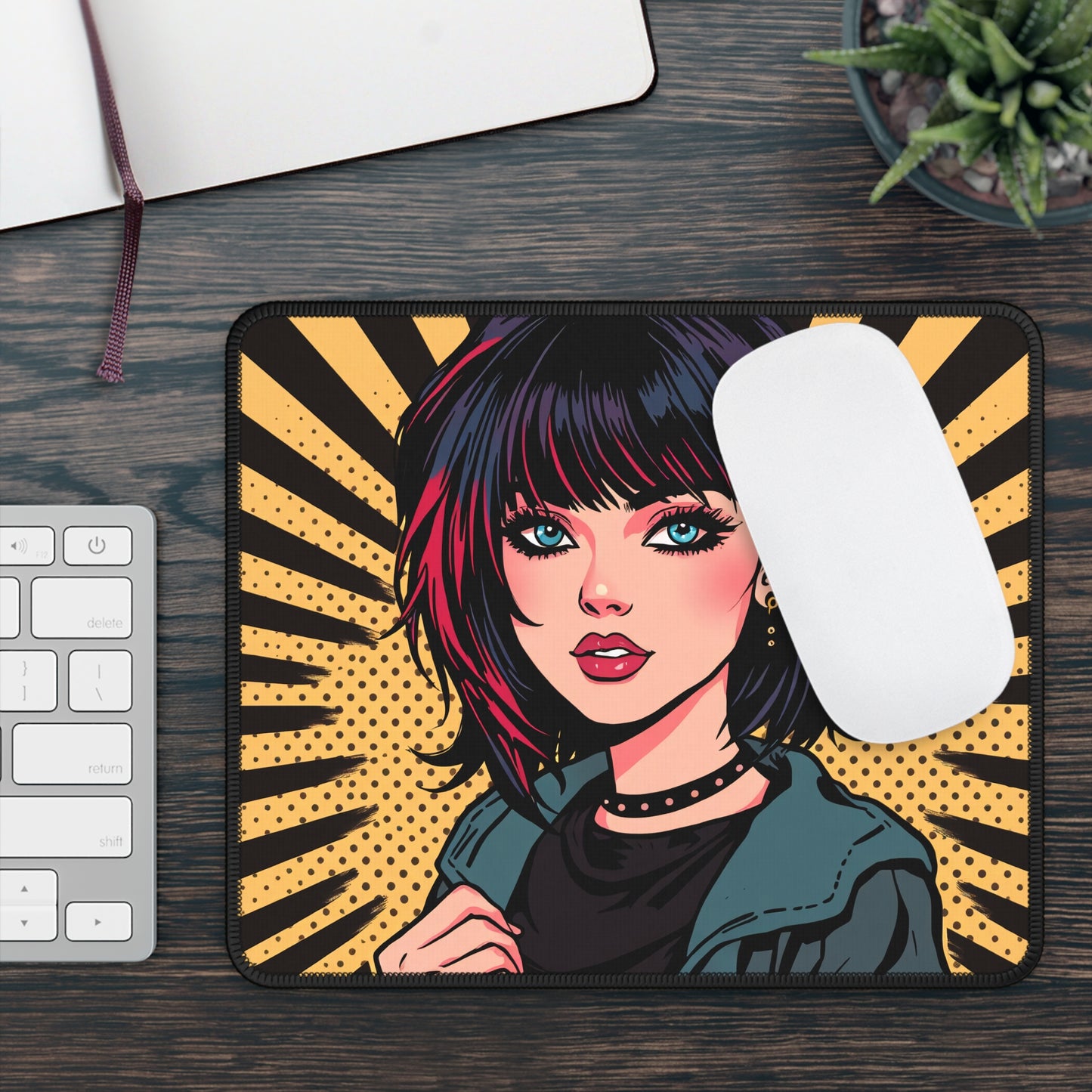 Tokyo Pulse 9x7 Neoprene Desk Mat – Pop-Art Character Mouse Pad
