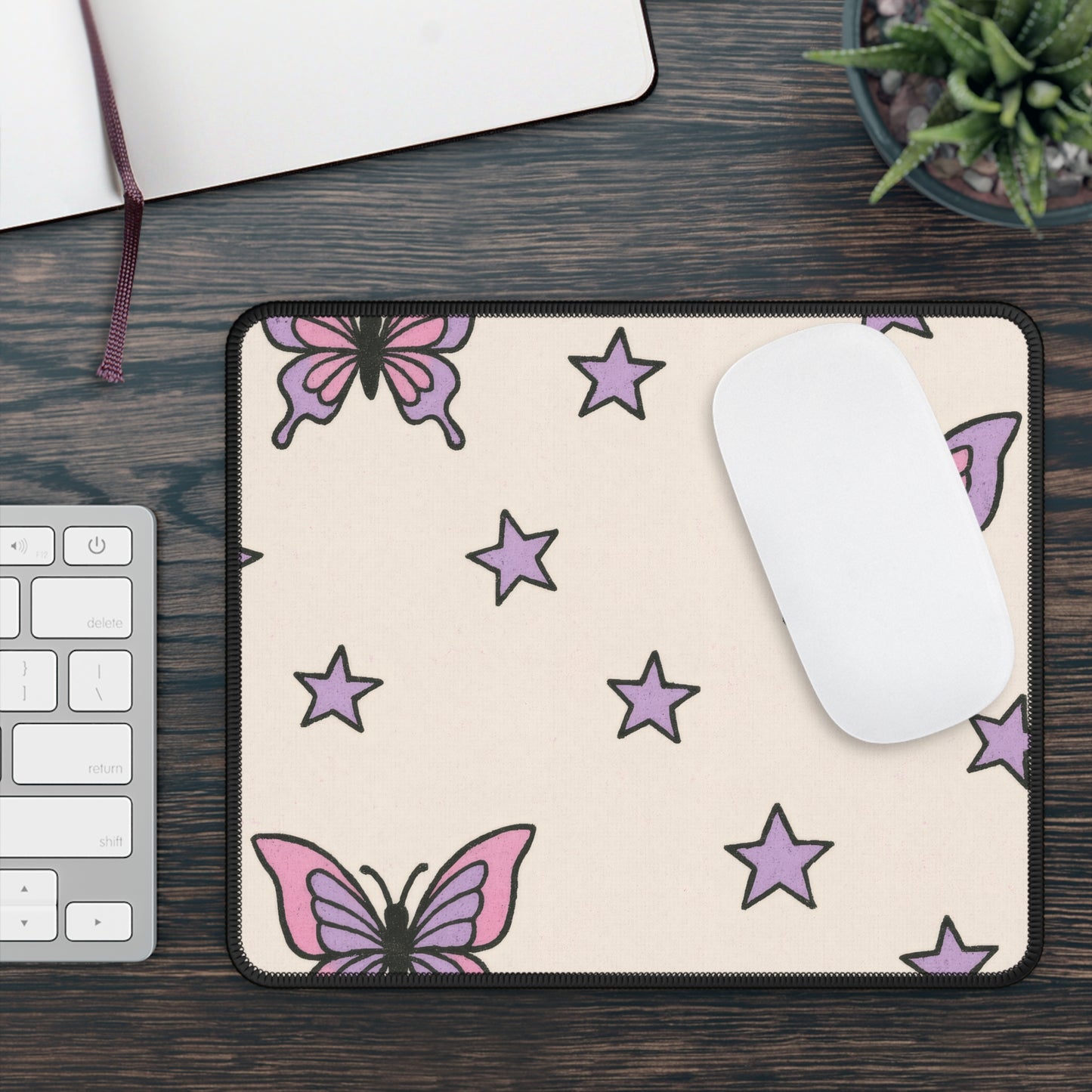 Butterfly Stardust 9x7 Neoprene Desk Mat – Cosmic Flutter Mouse Pad