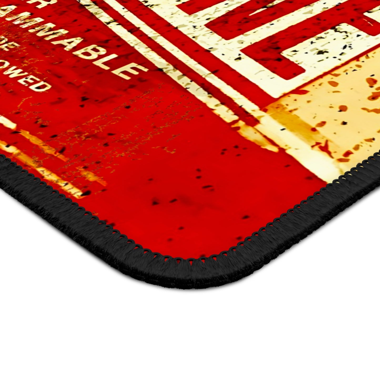 Vintage Gasoline Warning Gaming Mouse Pad – 9x7 Neoprene Mouse Pad with Retro Fuel Can Label Design
