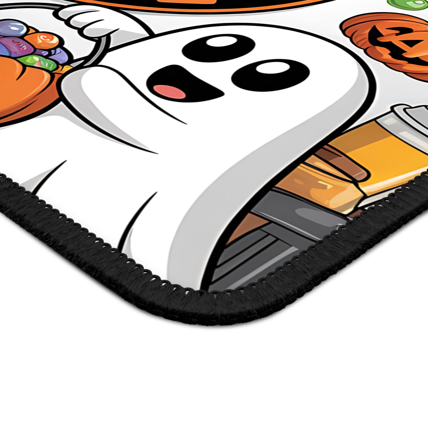 Ghost Coffee Halloween Gaming Mouse Pad – 9x7 Neoprene Mouse Pad with Cute Ghosts, Pumpkins, and Spooky Coffee Shop Design