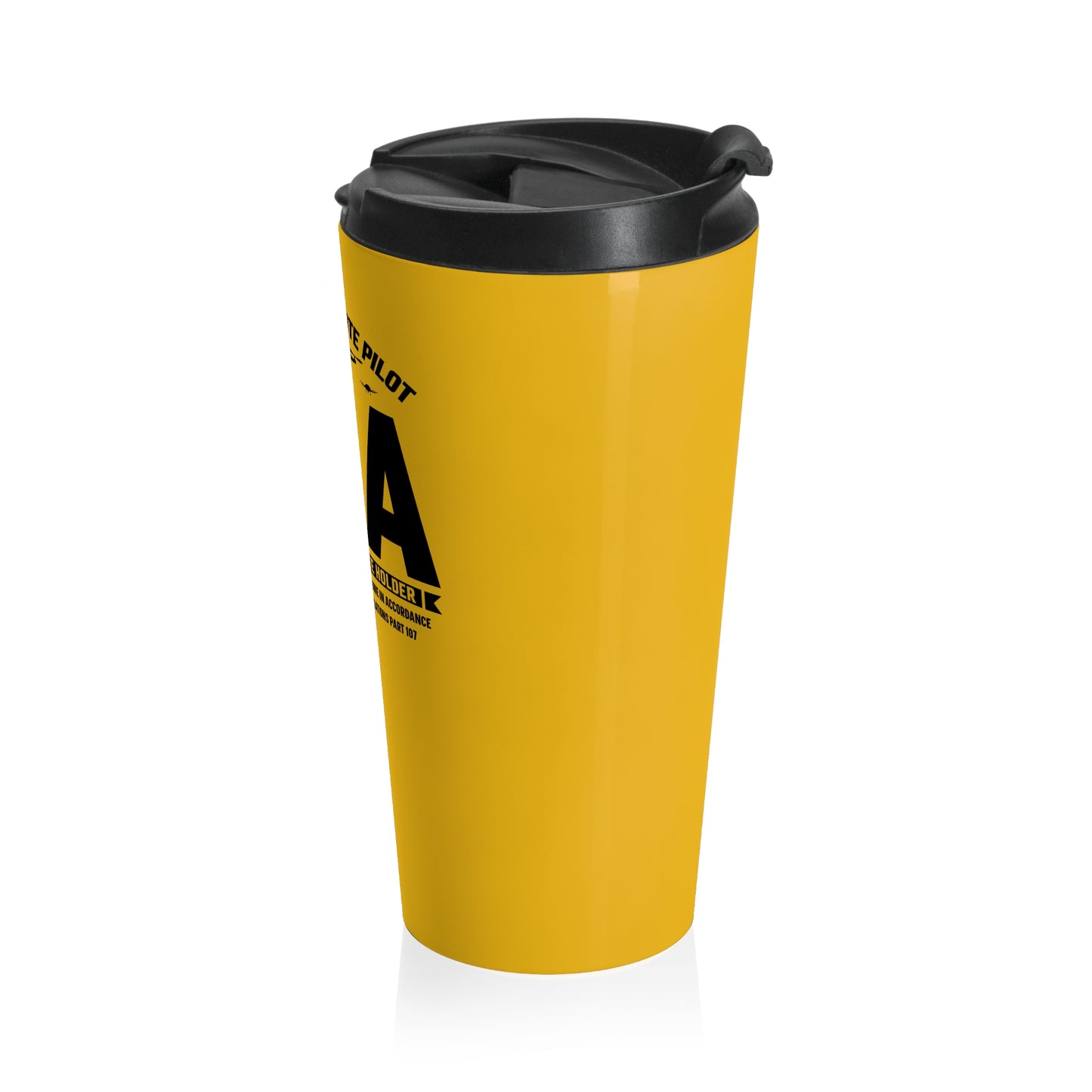 15oz “Certified Remote Pilot” Stainless Steel Travel Mug – FAA Part 107 Design with Leak-Proof Lid