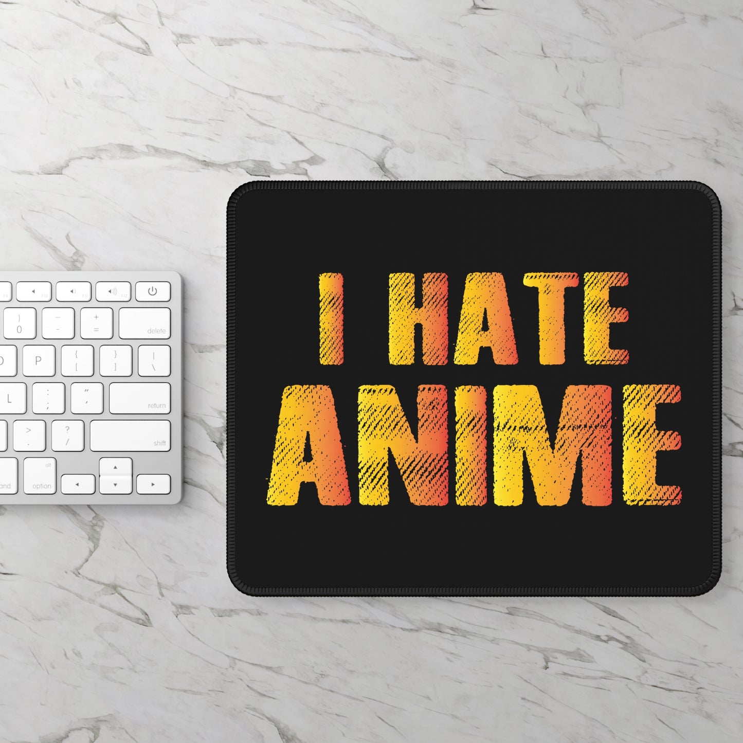I Hate Anime Mouse Pad – 9x7 Neoprene Desk Mat with Funny Anti-Anime Design for Gamers and Office Setups