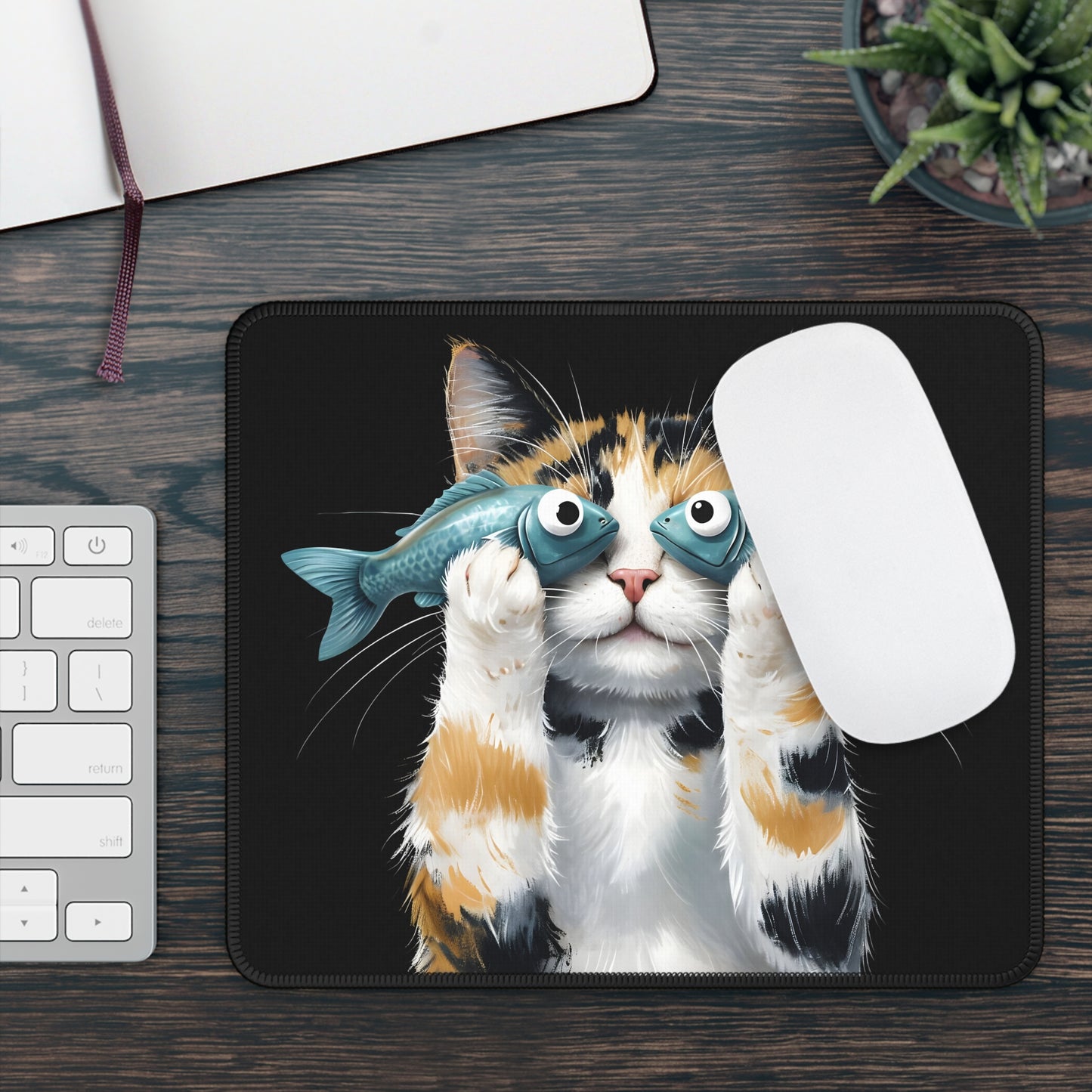Fish Goggles Cat Mouse Pad – Purr-fectly Fishy Fun