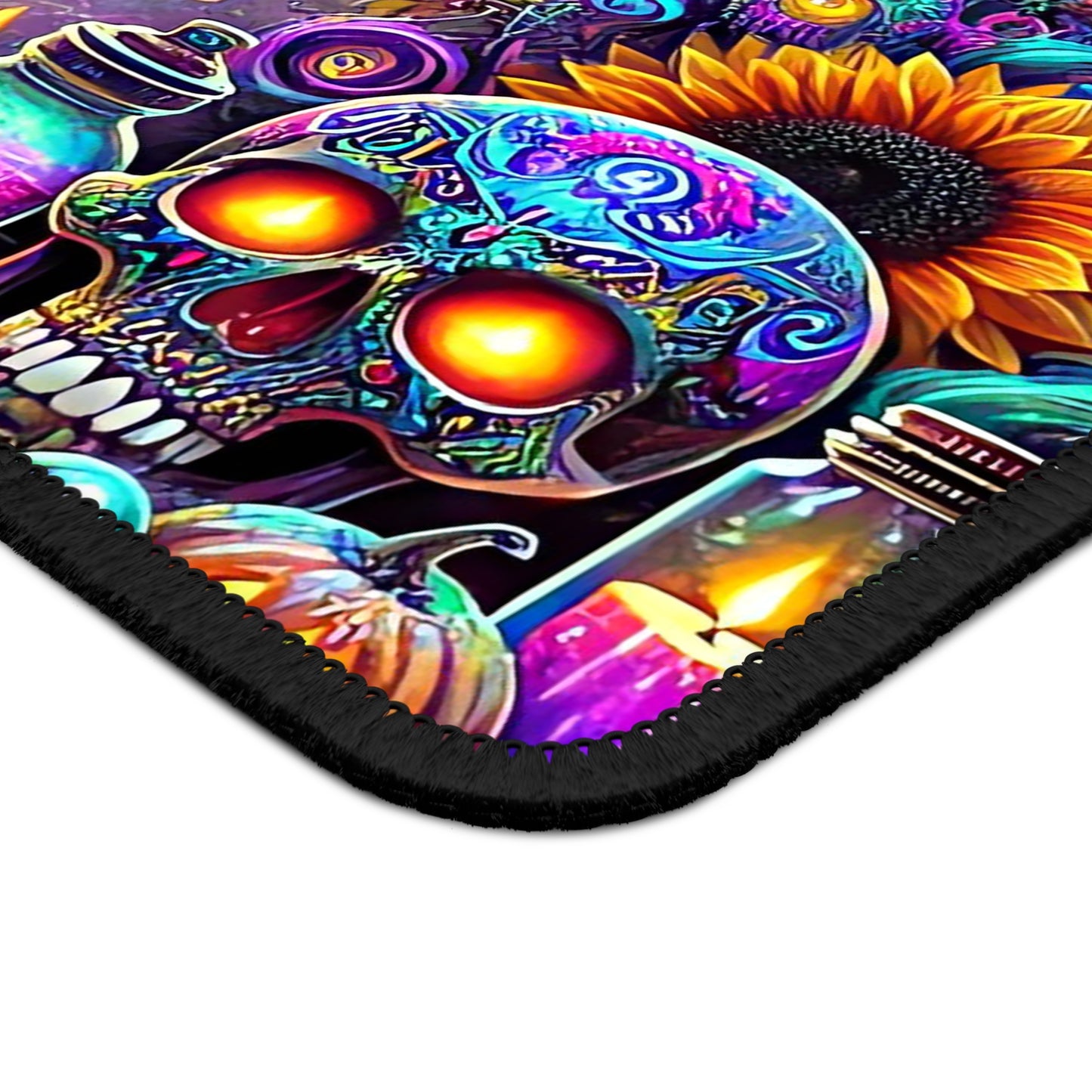 Hocus Pocus Co. Neon Witches Wanted Mouse Pad – 9x7 Neoprene Desk Mat with Gothic Pumpkins, Skulls, and Magical Potion Artwork
