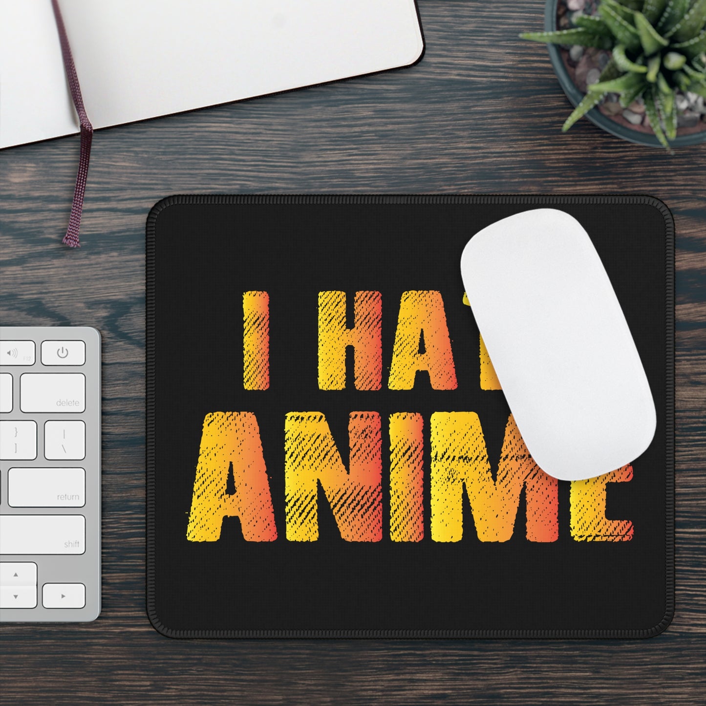 I Hate Anime Mouse Pad – 9x7 Neoprene Desk Mat with Funny Anti-Anime Design for Gamers and Office Setups