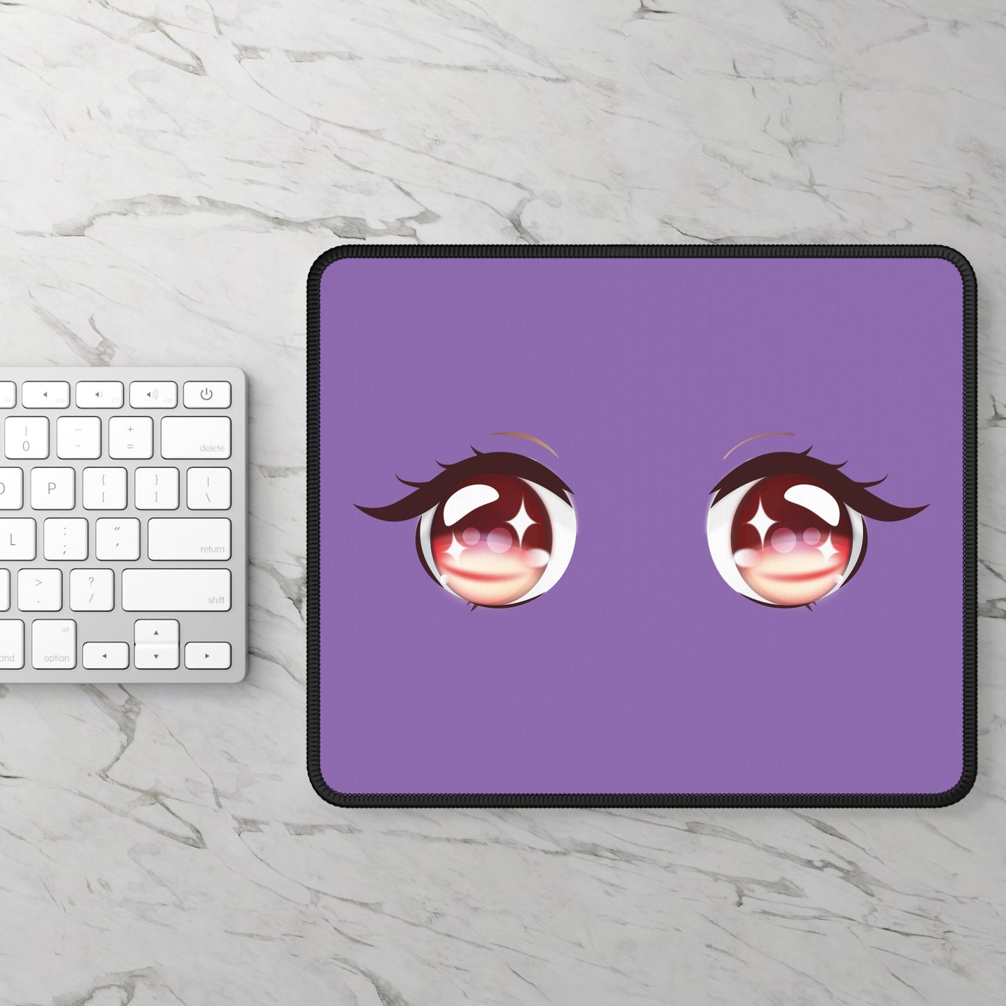Kawaii Anime Eyes Gaming Mouse Pad – 9x7 Neoprene Mouse Pad with Purple Background and Cute Manga-Inspired Design