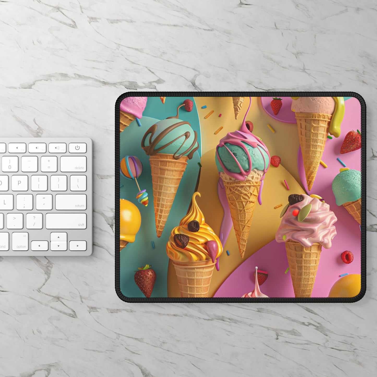 Cone Parade 9x7 Neoprene Desk Mat – Rainbow Dessert Mouse Pad