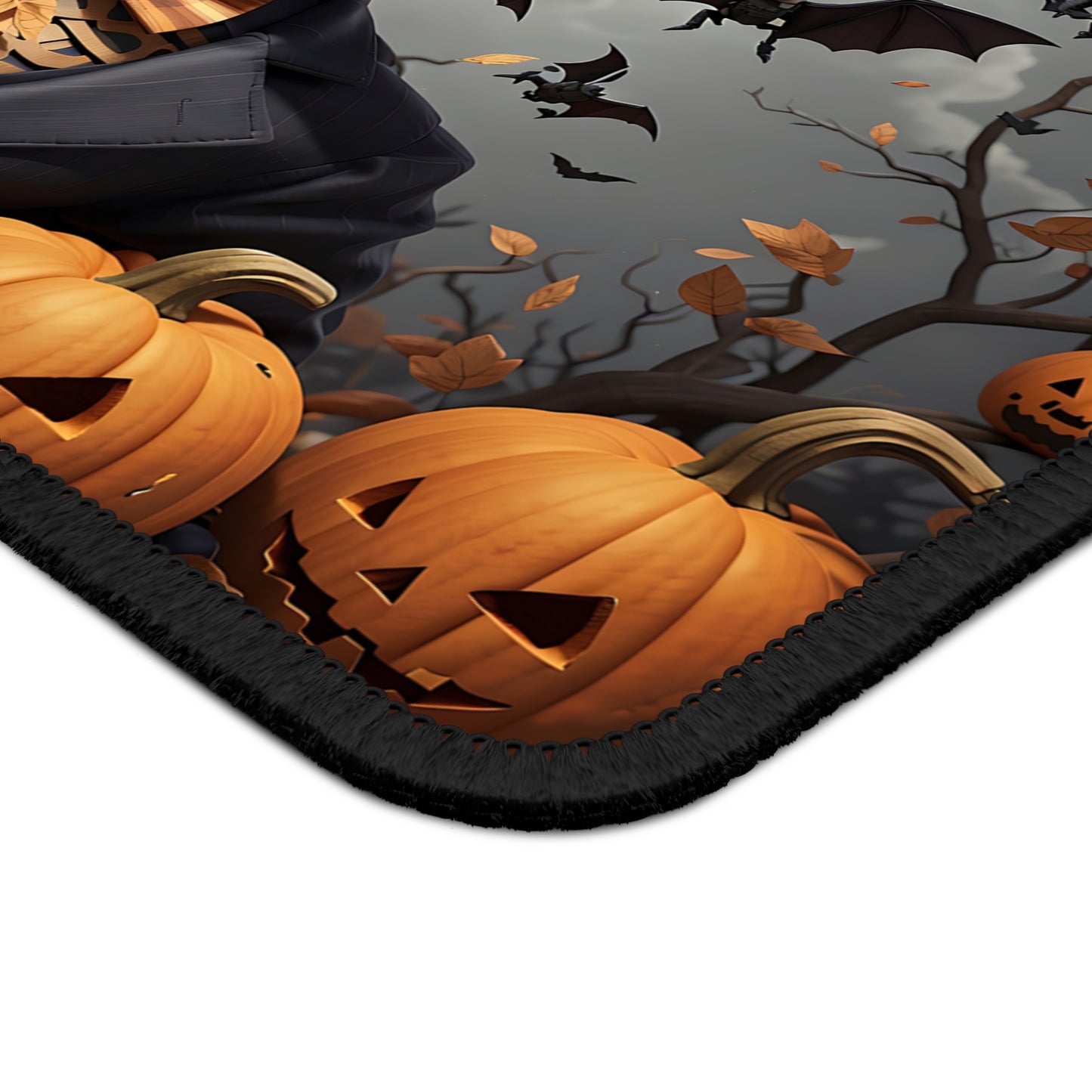 Dapper Skeleton Halloween Gaming Mouse Pad – 9x7 Neoprene Mouse Pad with Pumpkin Top Hat, Bats, and Gothic Autumn Design