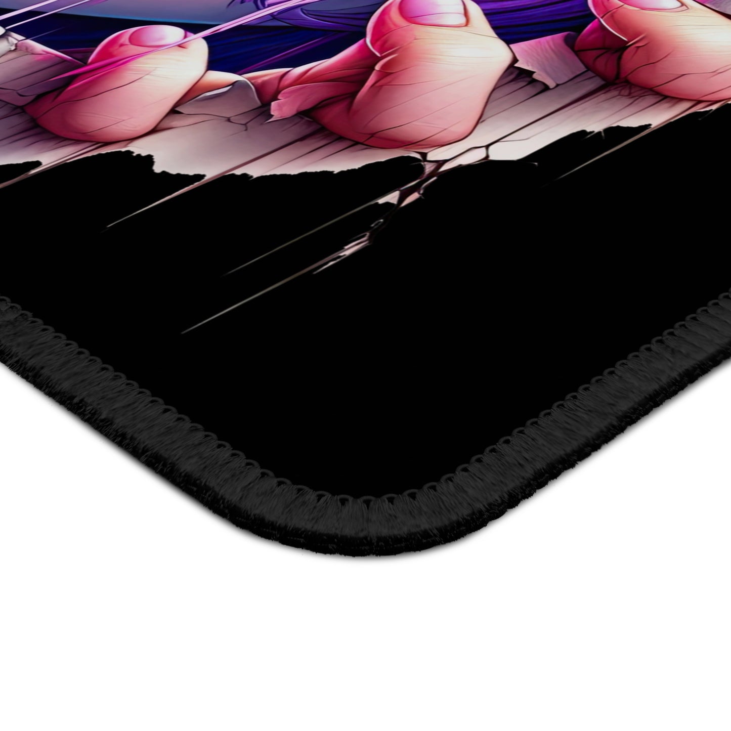 Split Realms 9x7 Neoprene Desk Mat – Cyberpunk vs. Human Anime Mouse Pad