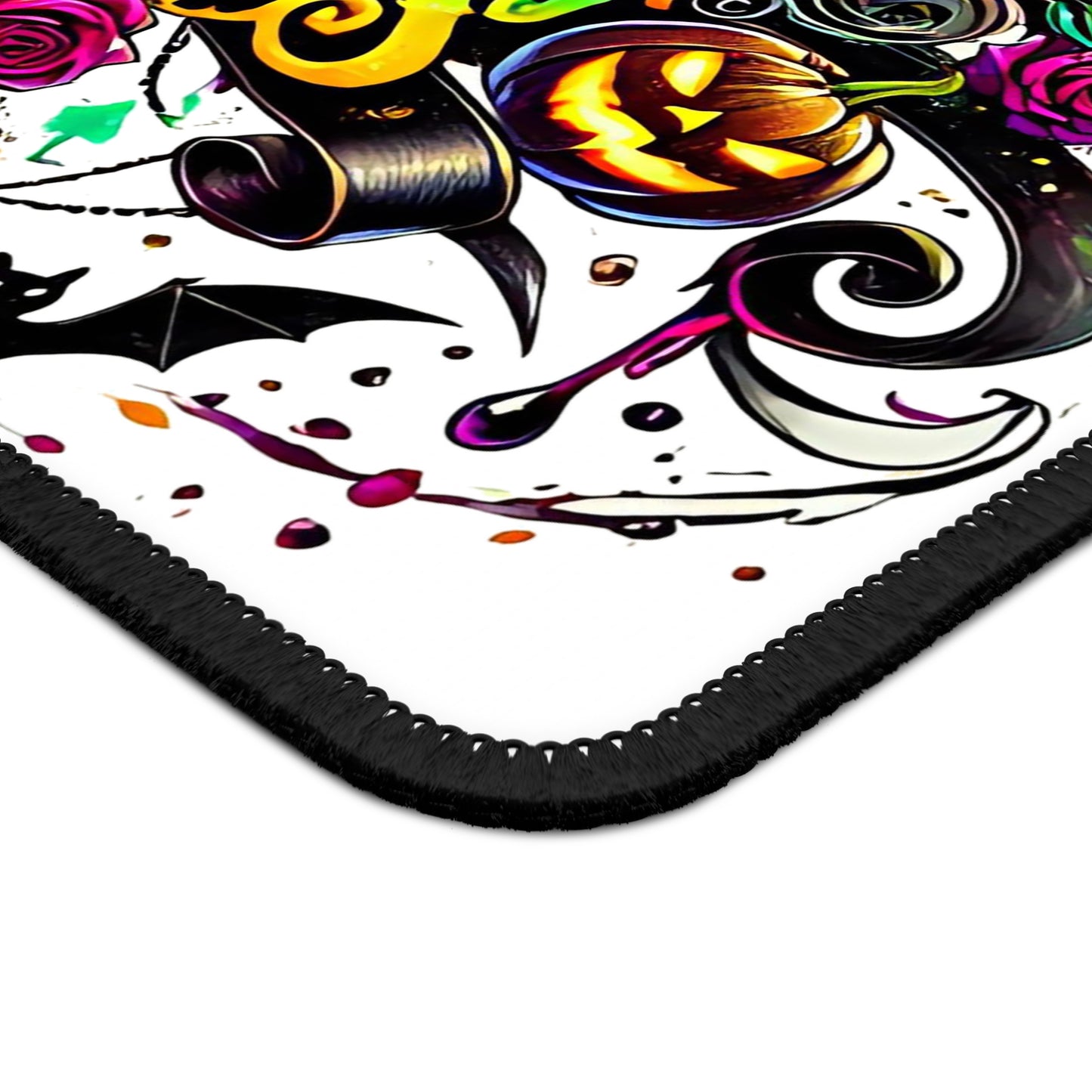 Hocus Pocus Gothic Bow Mouse Pad – 9x7 Neoprene Desk Mat with Pumpkins, Potions, and Mystical Owl Design