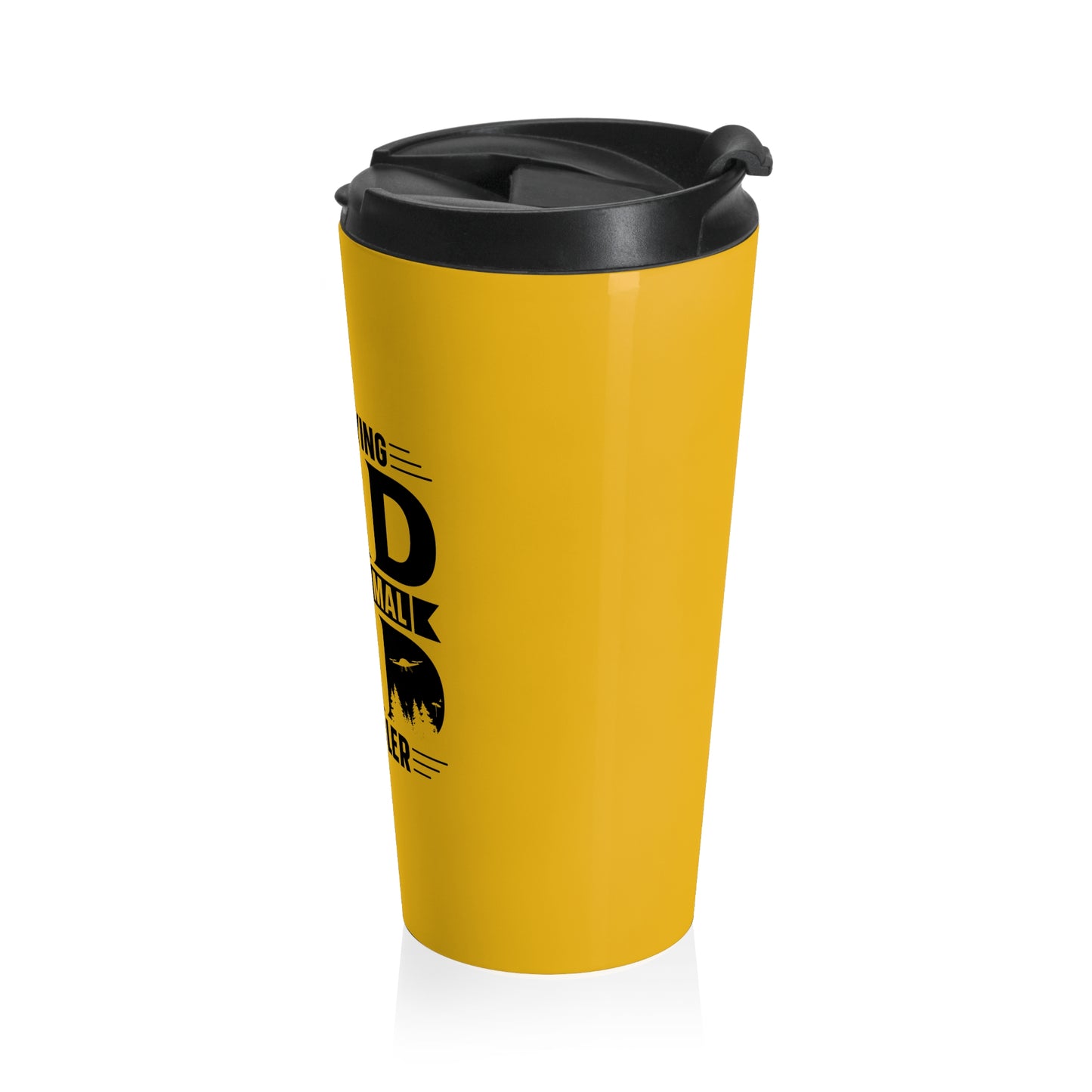 15oz “Drone Flying Dad” Stainless Steel Travel Mug – Bold Yellow Design with Leak-Proof Lid