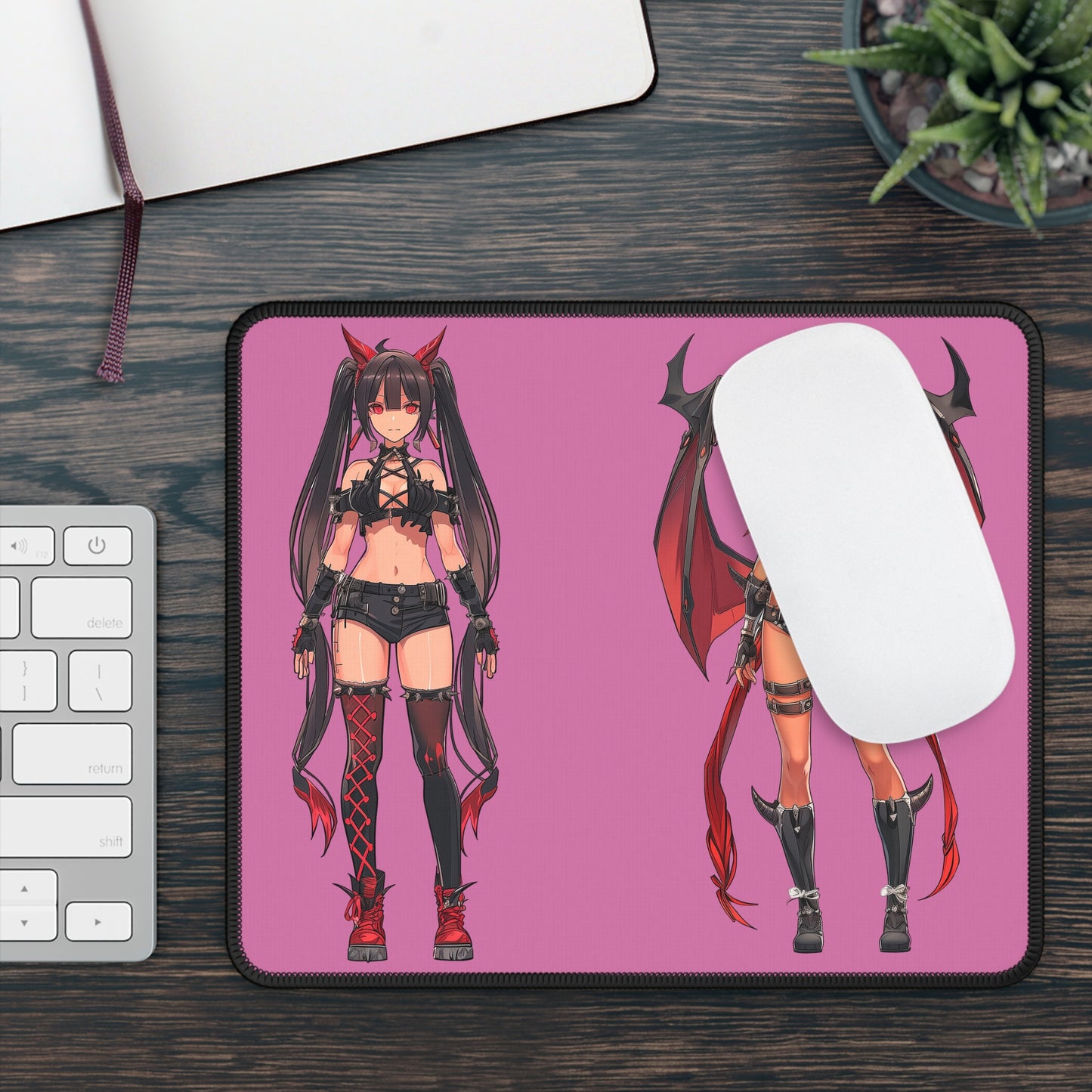 Demon Girl Anime Gaming Mouse Pad – 9x7 Neoprene Mouse Pad with Succubus Character Art for Gamers and Otaku Desk Setups