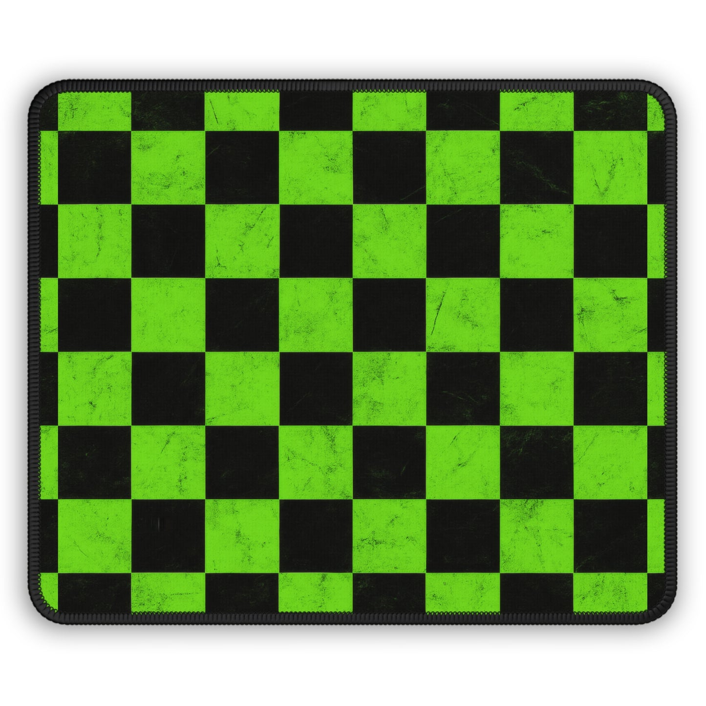 Grunge Grid 9x7 Neoprene Desk Mat – Green & Black Checker Mouse Pad