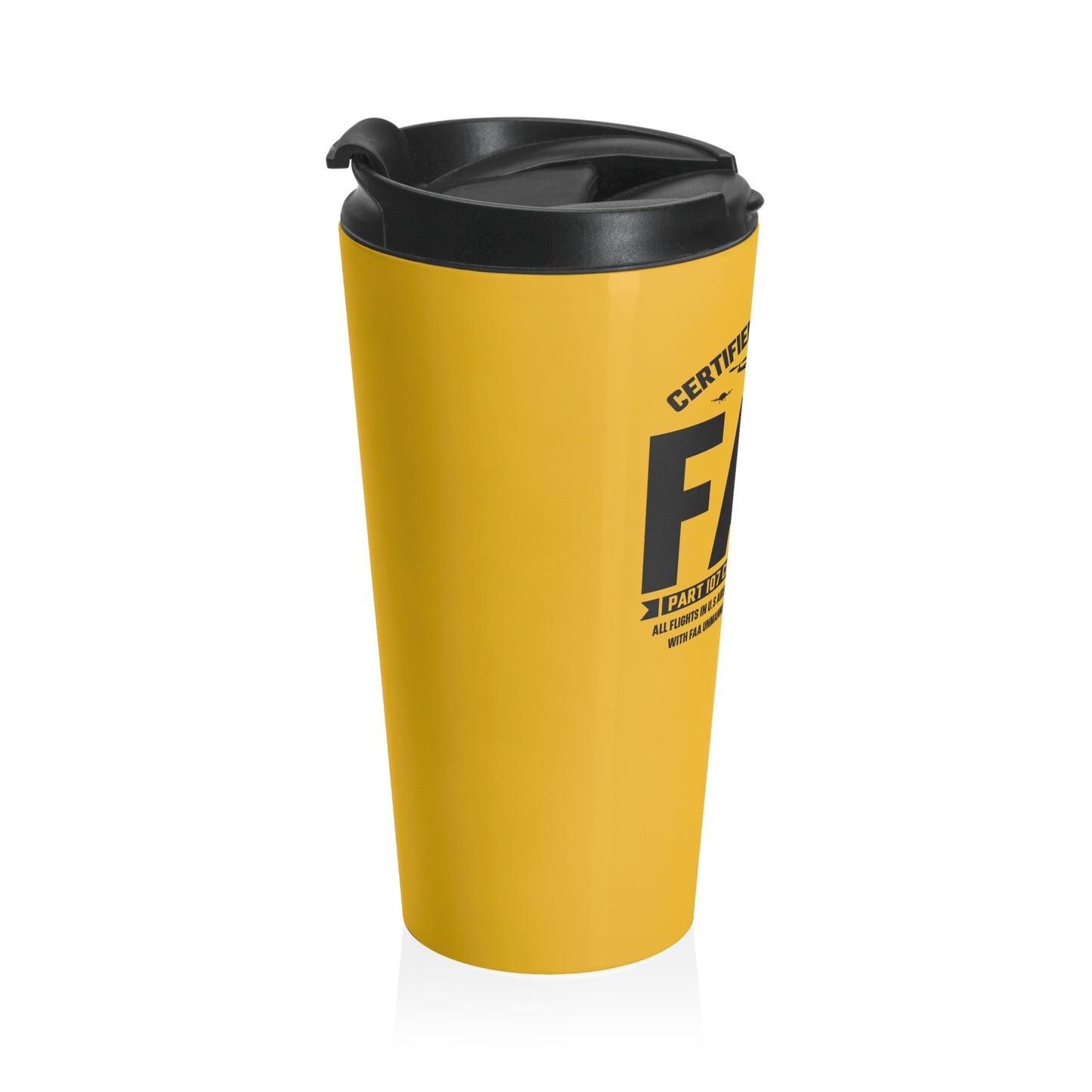 15oz “Certified Remote Pilot” Stainless Steel Travel Mug – FAA Part 107 Design with Leak-Proof Lid