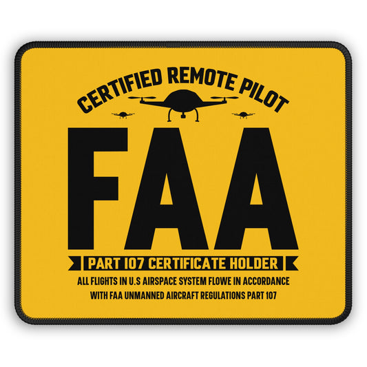 FAA Part 107 Certified 9x7 Neoprene Desk Mat – Remote Pilot Badge Mouse Pad
