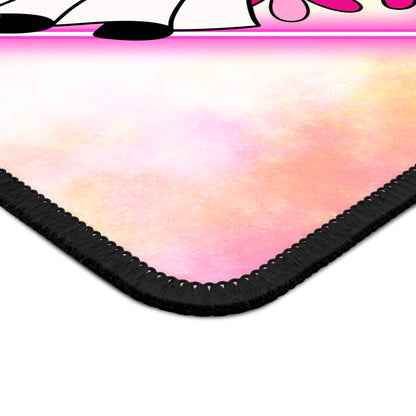 Cute Ghost Floral Halloween Gaming Mouse Pad – 9x7 Neoprene Mouse Pad with Pink Flowers, Checkerboard, and Bats Design