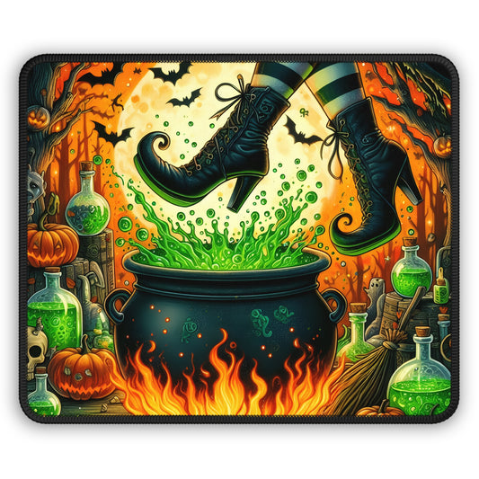 Witch’s Cauldron Mouse Pad – 9x7 Neoprene Desk Mat with Halloween Potions and Bubbling Brew Design