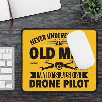 Old Man Drone Pilot 9x7 Neoprene Desk Mat – FAA-Certified Legend Mouse Pad