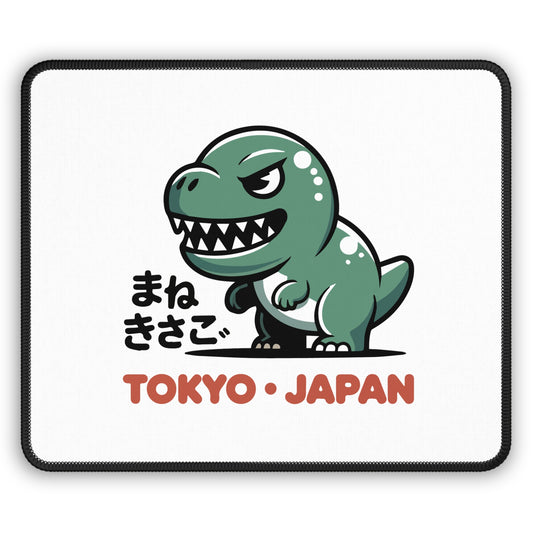 Manekisago Tokyo 9x7 Neoprene Desk Mat – Cartoon Dinosaur Mouse Pad with Japanese Text