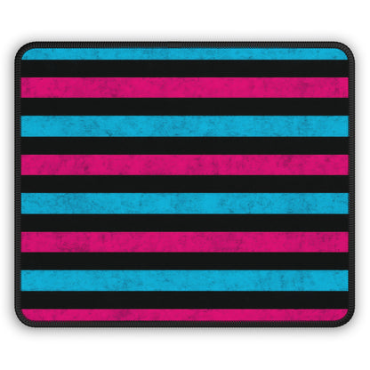 Neon Stripes 9x7 Neoprene Desk Mat – Retro Grunge Mouse Pad