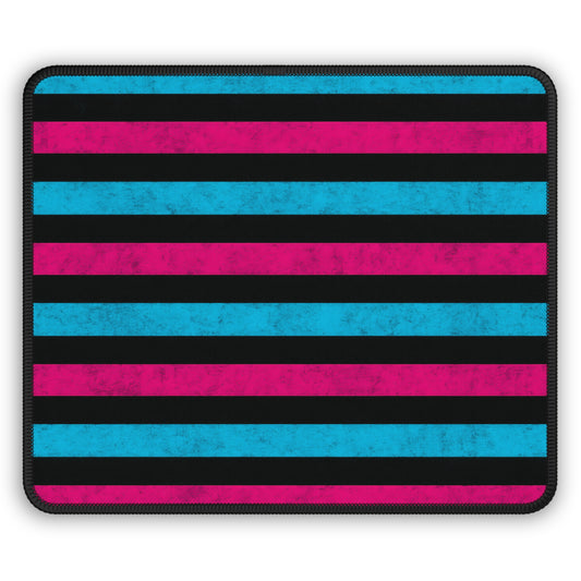 Neon Stripes 9x7 Neoprene Desk Mat – Retro Grunge Mouse Pad
