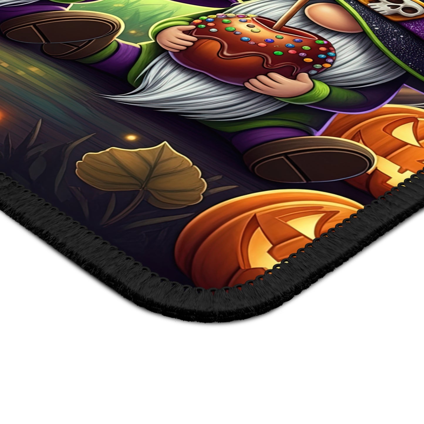 Halloween Gnome Witches Gaming Mouse Pad – 9x7 Neoprene Desk Mat with Spooky Pumpkins and Candy Apples Design