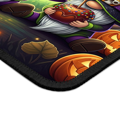 Halloween Gnome Witches Gaming Mouse Pad – 9x7 Neoprene Desk Mat with Spooky Pumpkins and Candy Apples Design