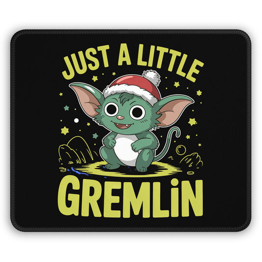 Just a Little Gremlin 9x7 Neoprene Desk Mat – Mischievous Holiday Mouse Pad with Santa Hat