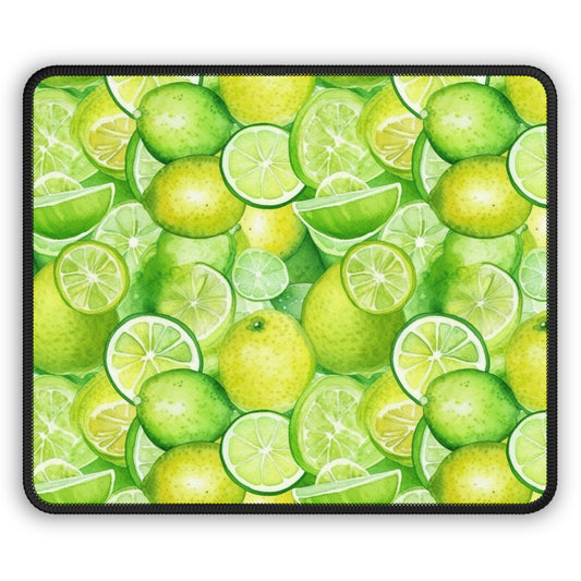 Citrus Overdrive 9x7 Neoprene Desk Mat – Watercolor Lime & Lemon Mouse Pad with Fruit Pattern